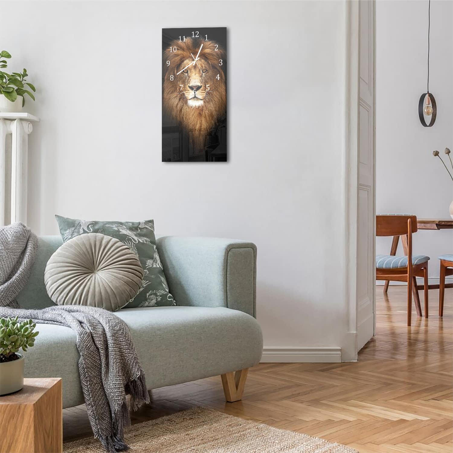 Wanduhr 30x60 - Löwenporträt
