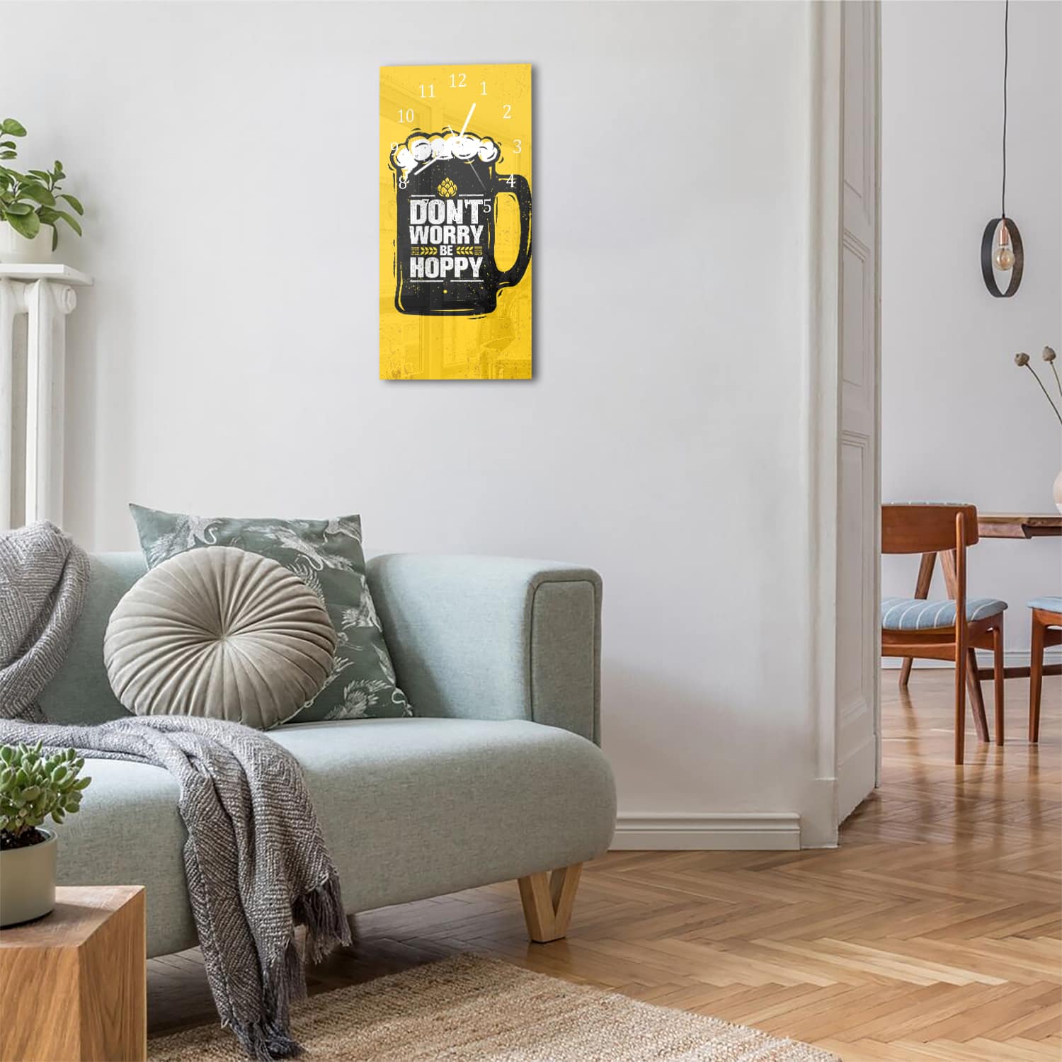 Wanduhr 30x60 - Don't Worry Be Hoppy