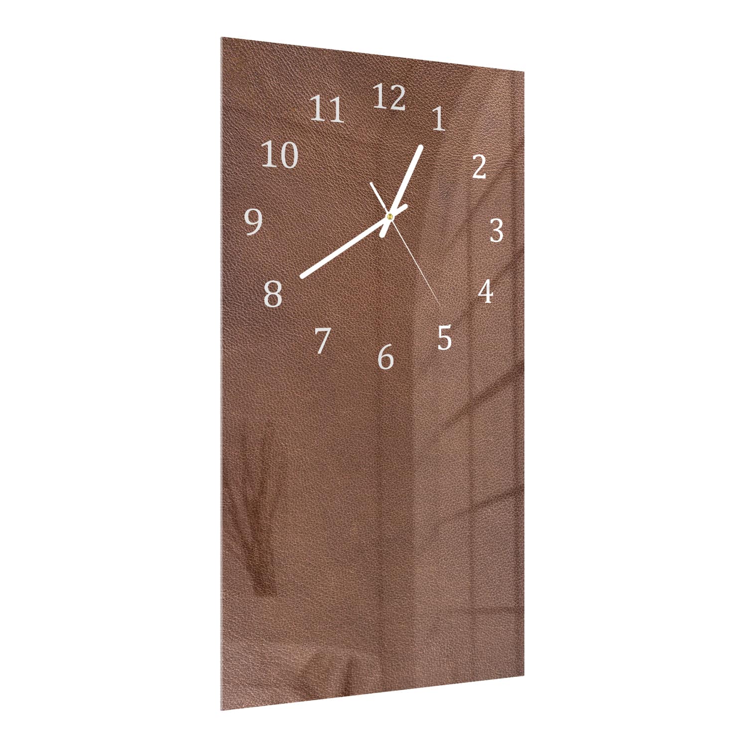 Wanduhr 30x60 - Braunes Leder
