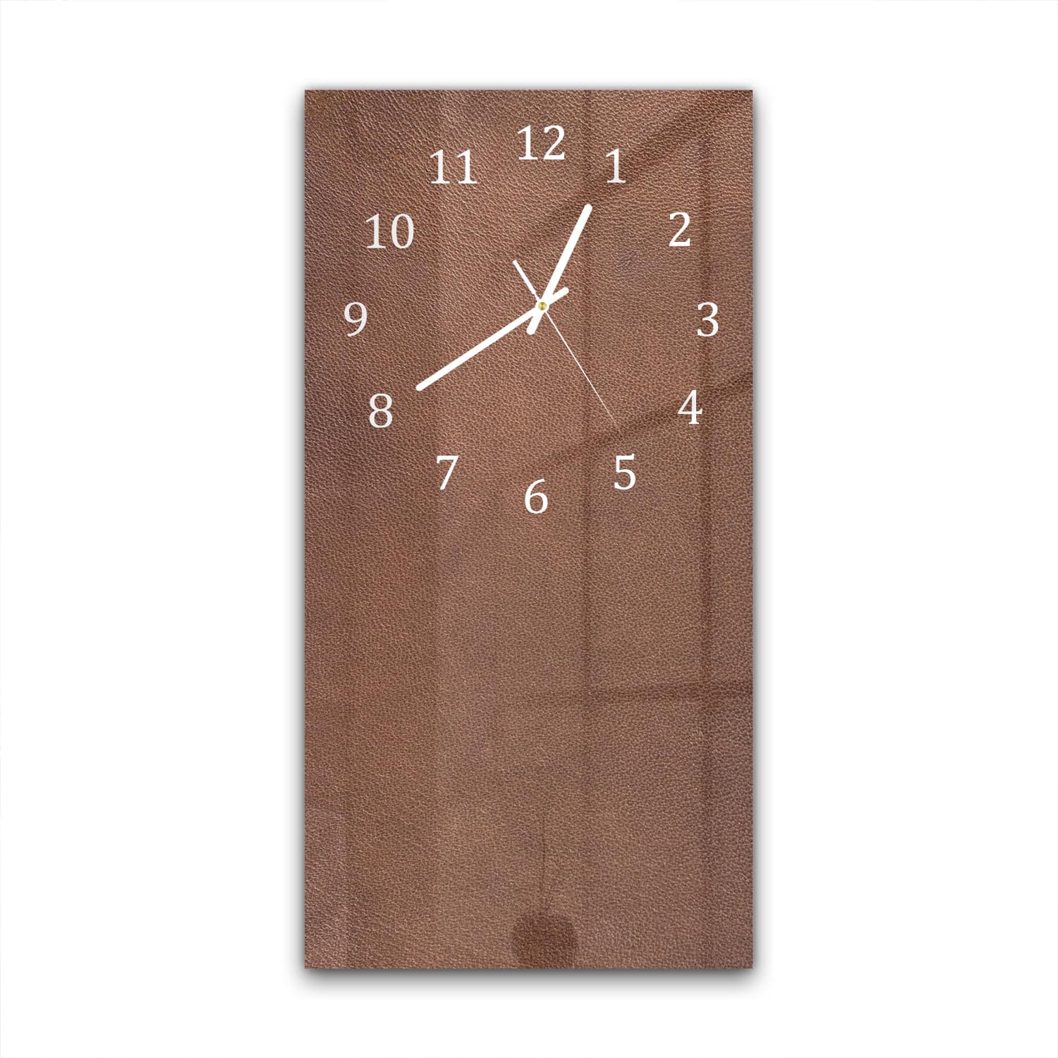 Wanduhr 30x60 - Braunes Leder