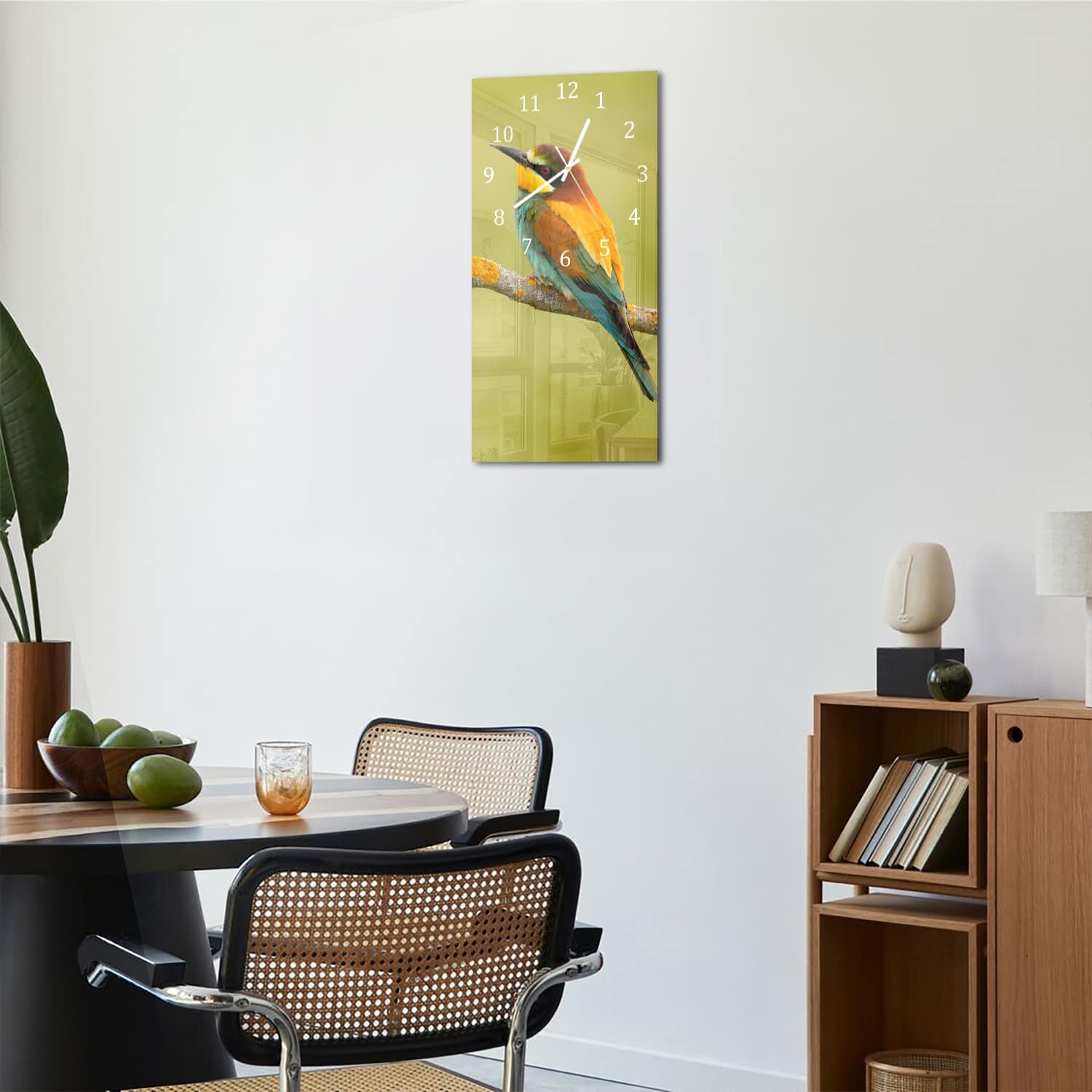 Wanduhr 30x60 - Bunter Vogel