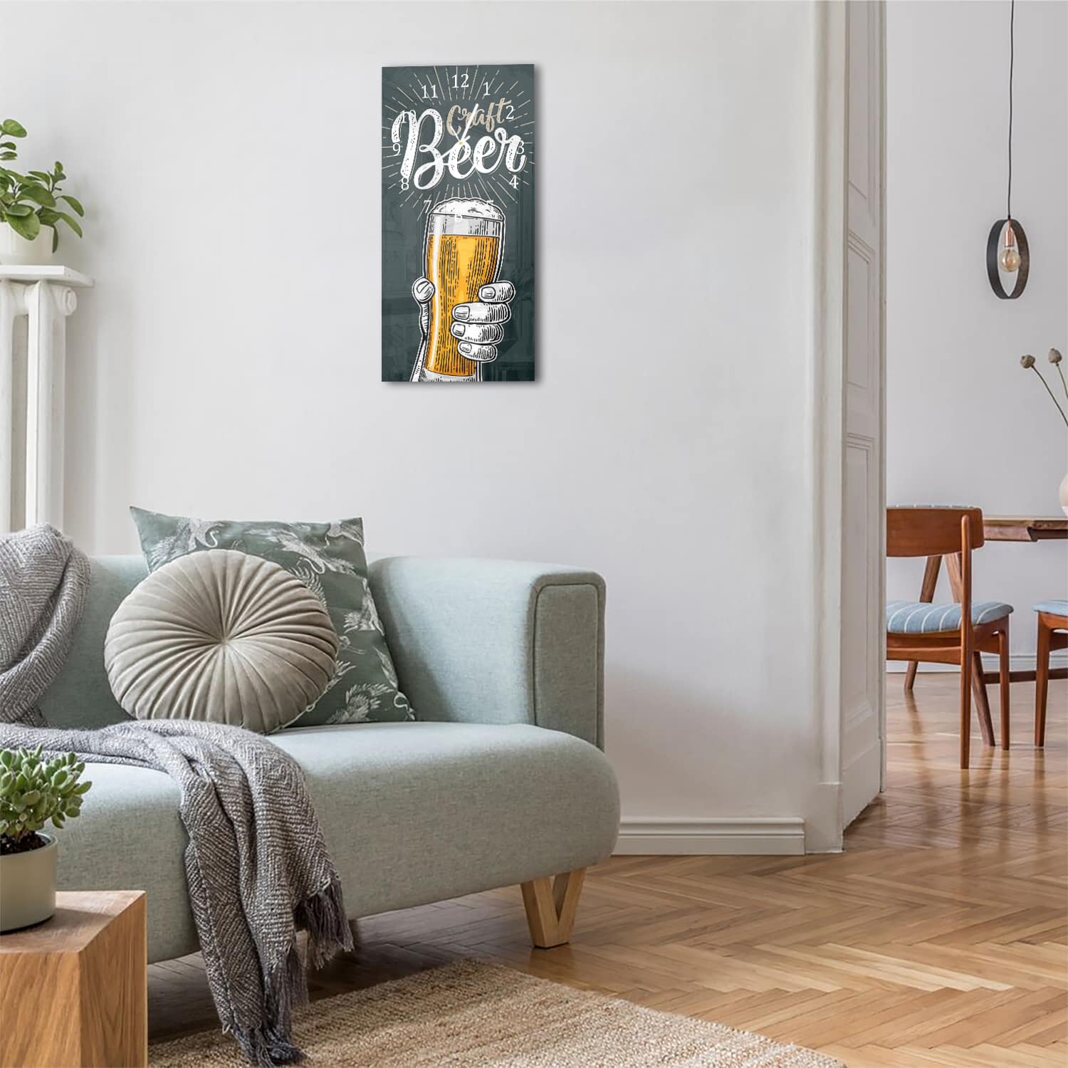 Wanduhr 30x60 - Bierglas-Design
