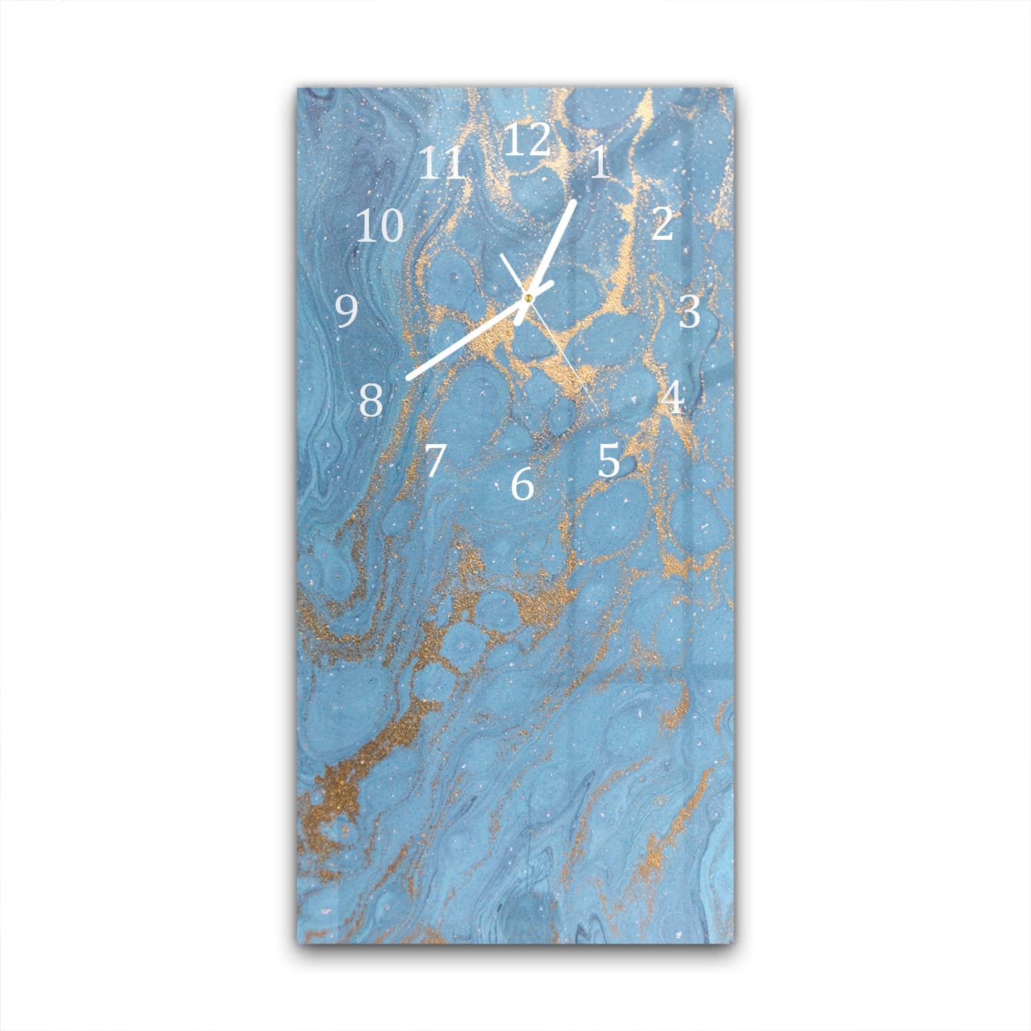 Wanduhr 30x60 - Gold-blauer Marmor