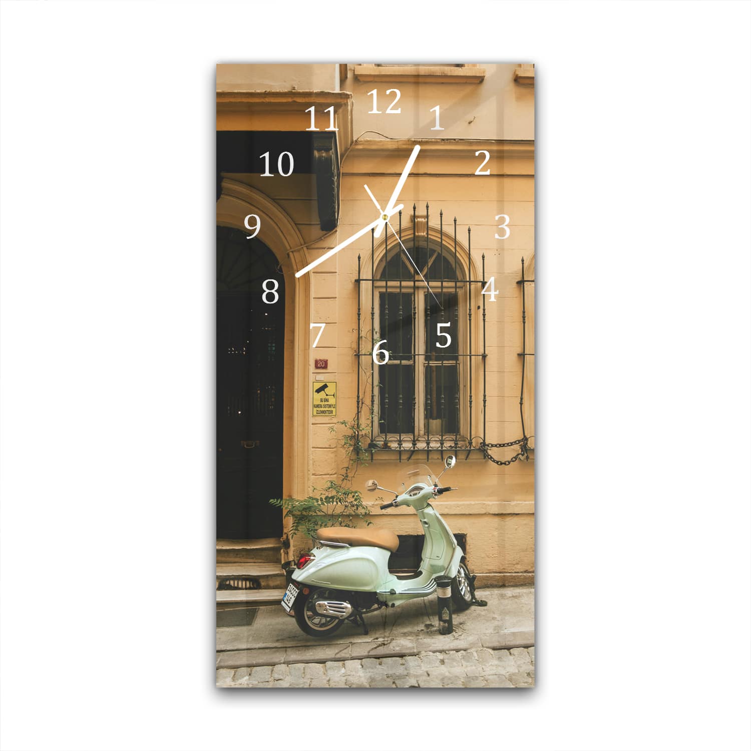 Wanduhr 30x60 - Grüne Vespa