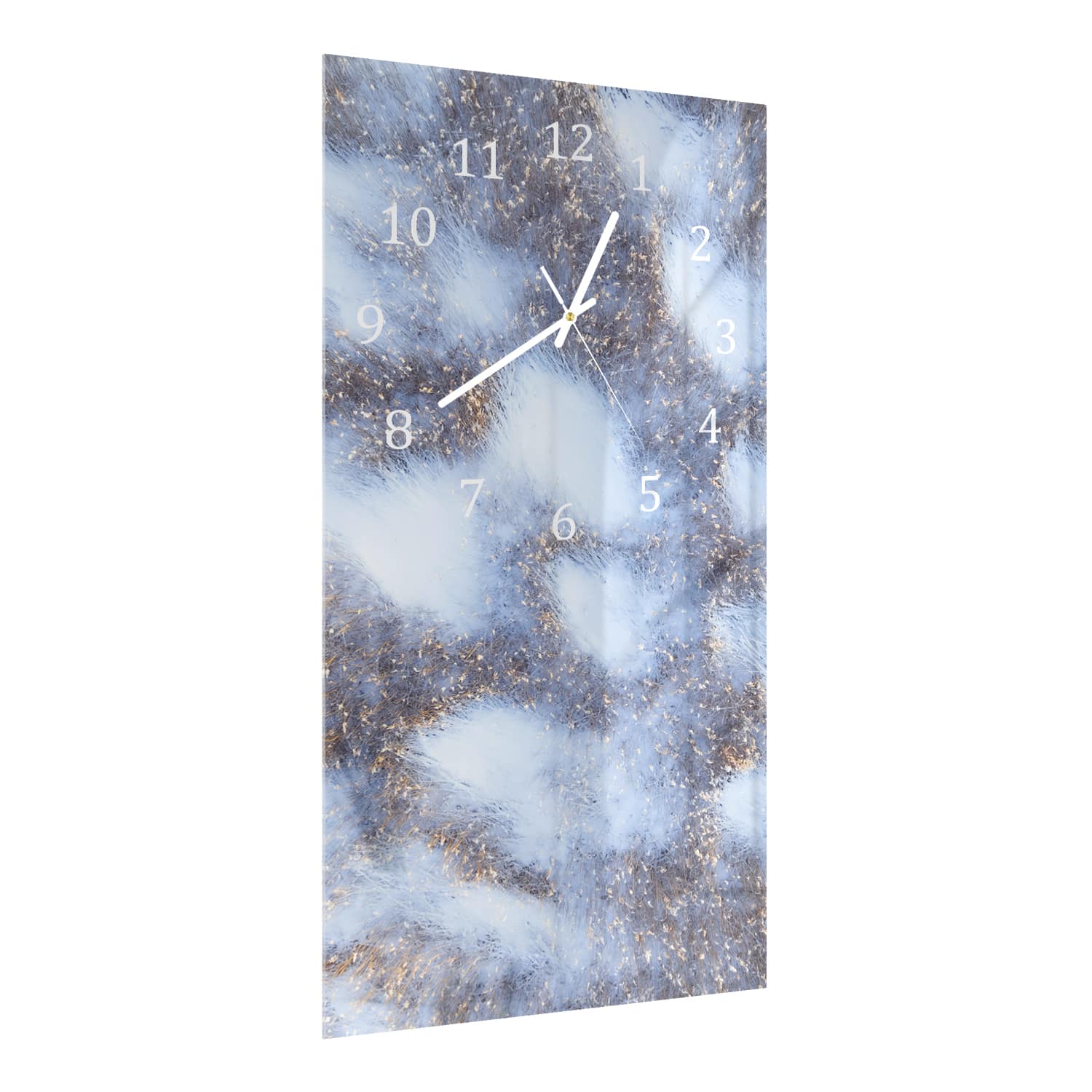Wanduhr 30x60 - Gefrorene Wiesenlandschaft