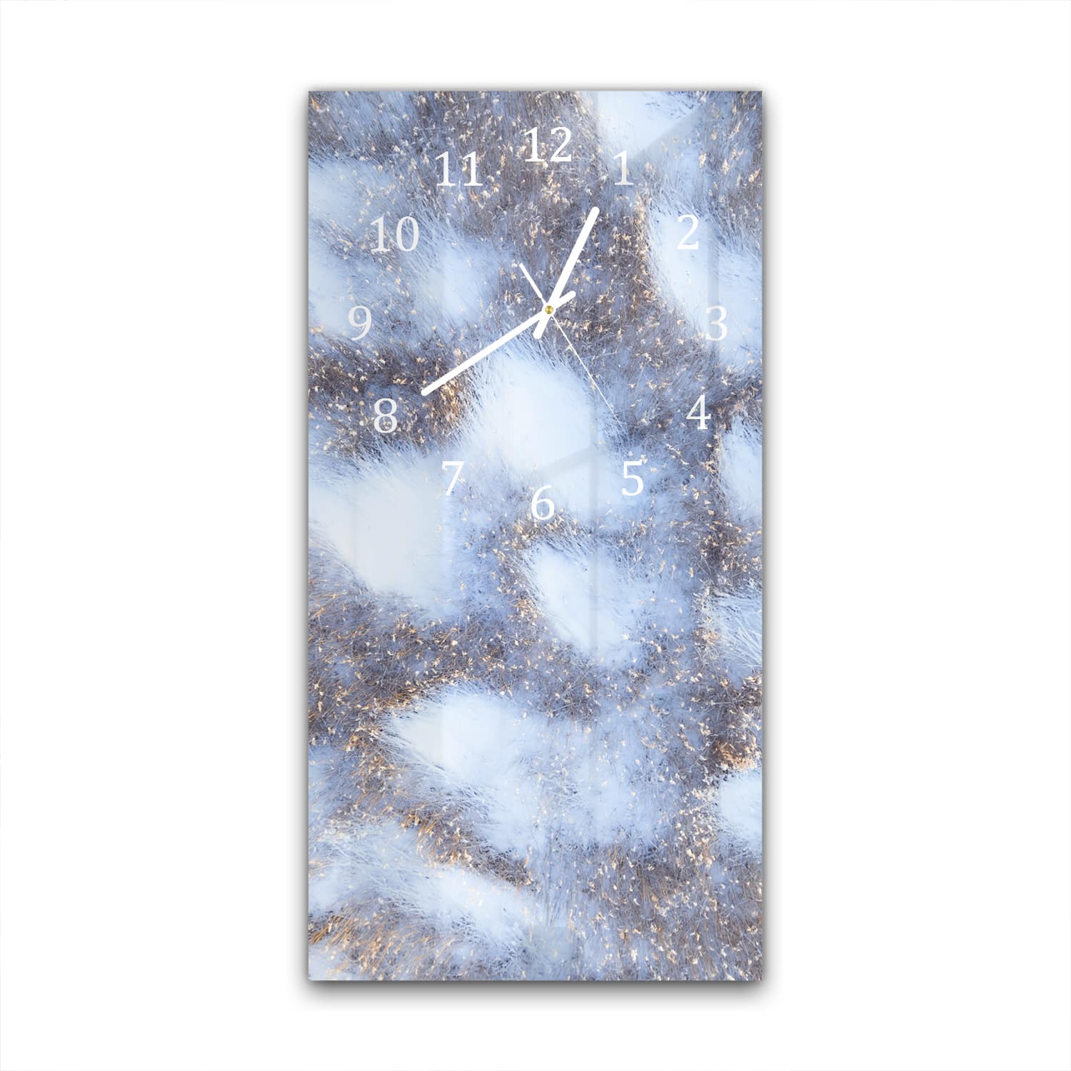 Wanduhr 30x60 - Gefrorene Wiesenlandschaft