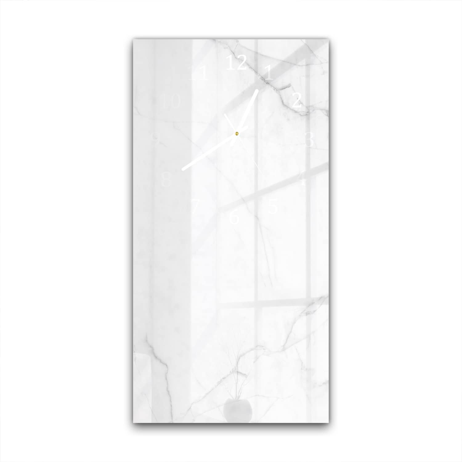 Wanduhr 30x60 - Milchweißer Marmor