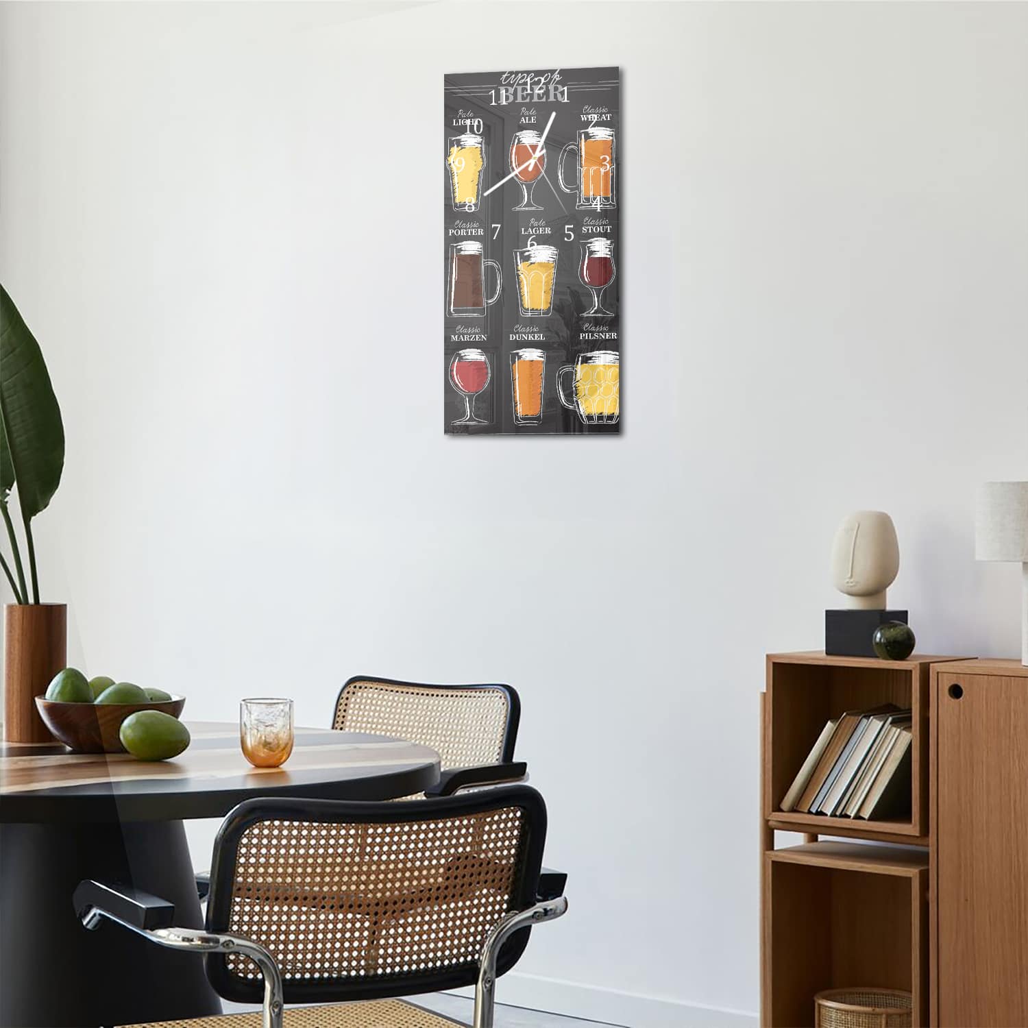 Wanduhr 30x60 - Bierstile in einer Reihe