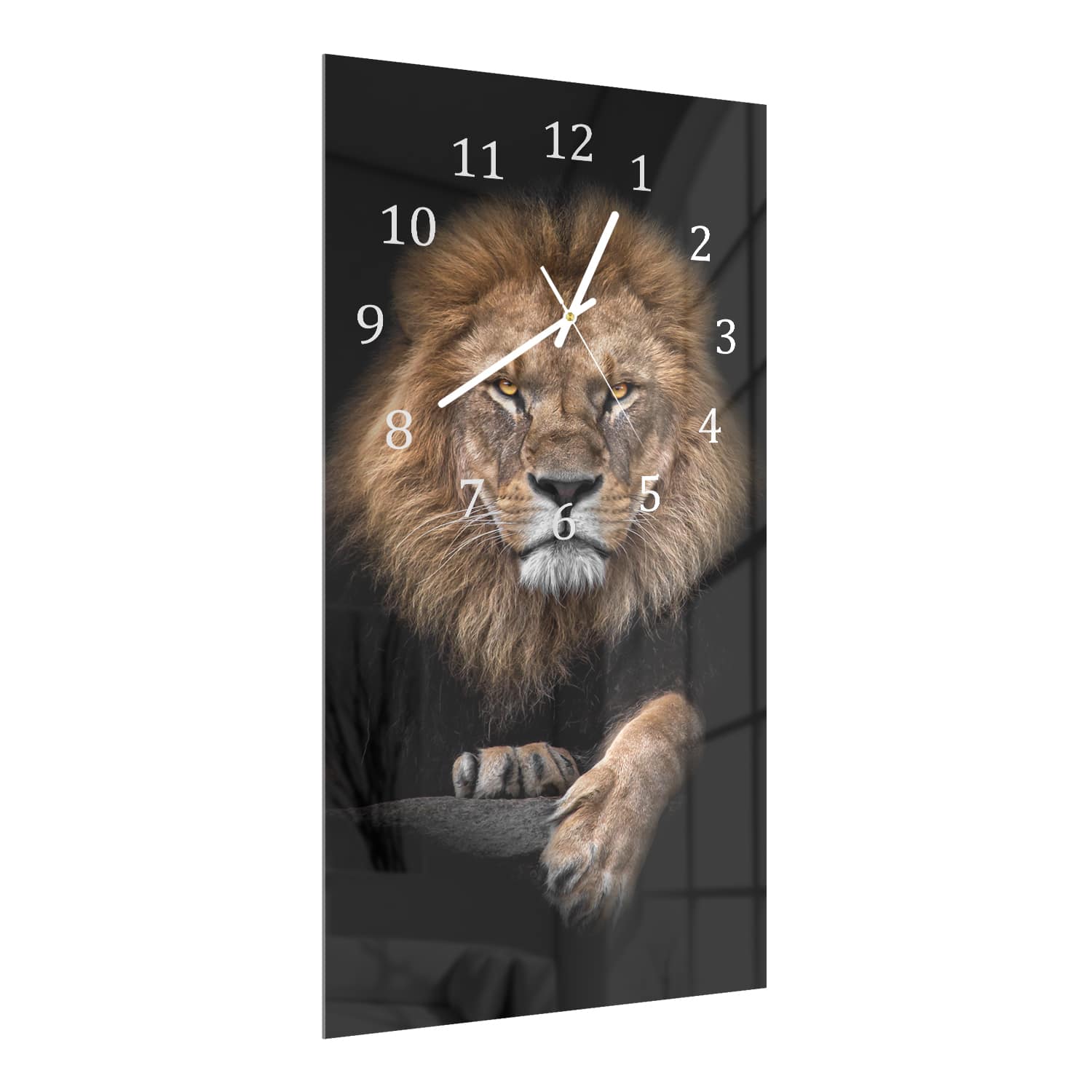 Wanduhr 30x60 - Löwe im Dunkeln