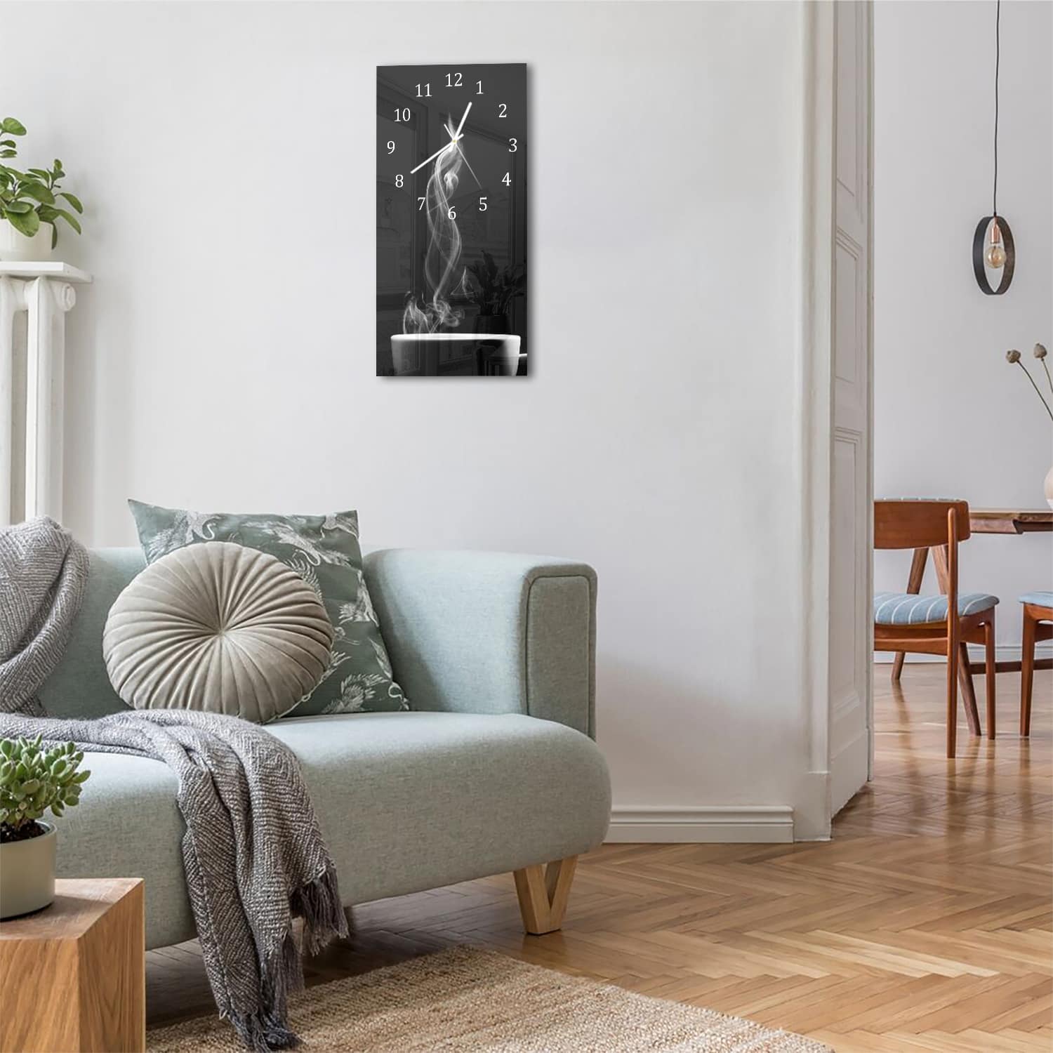 Wanduhr 30x60 - Kaffee mit Dampf