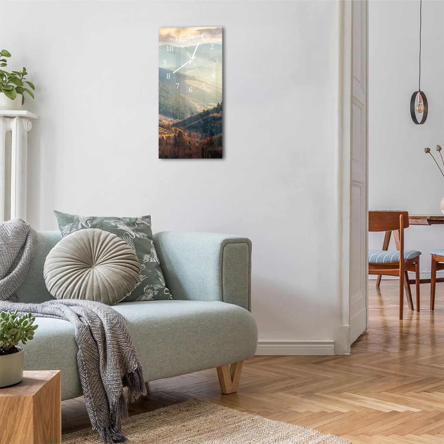 Wanduhr 30x60 - Herbst in den Bergen