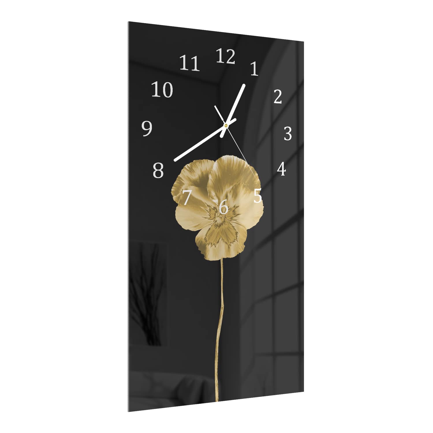 Wanduhr 30x60 - Goldenes Veilchen