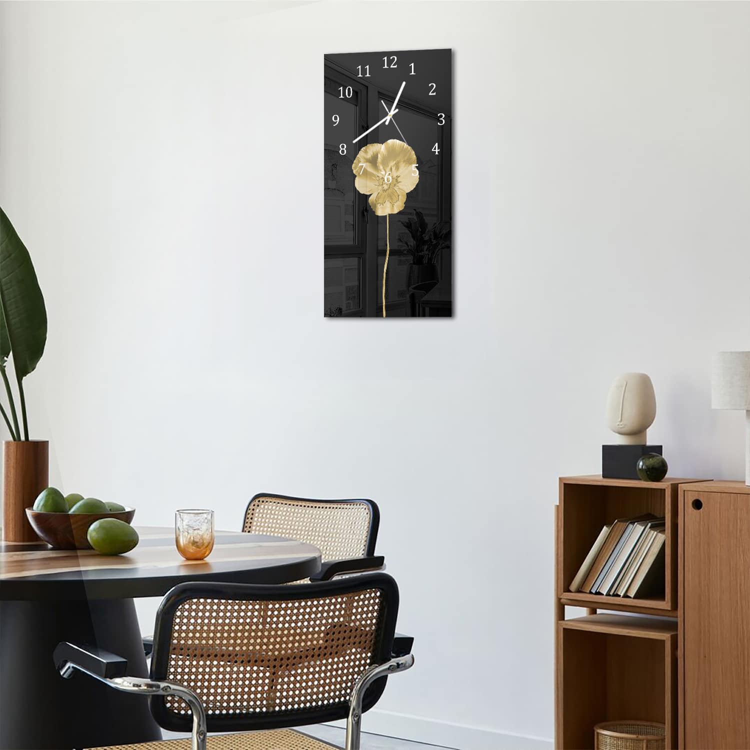 Wanduhr 30x60 - Goldenes Veilchen