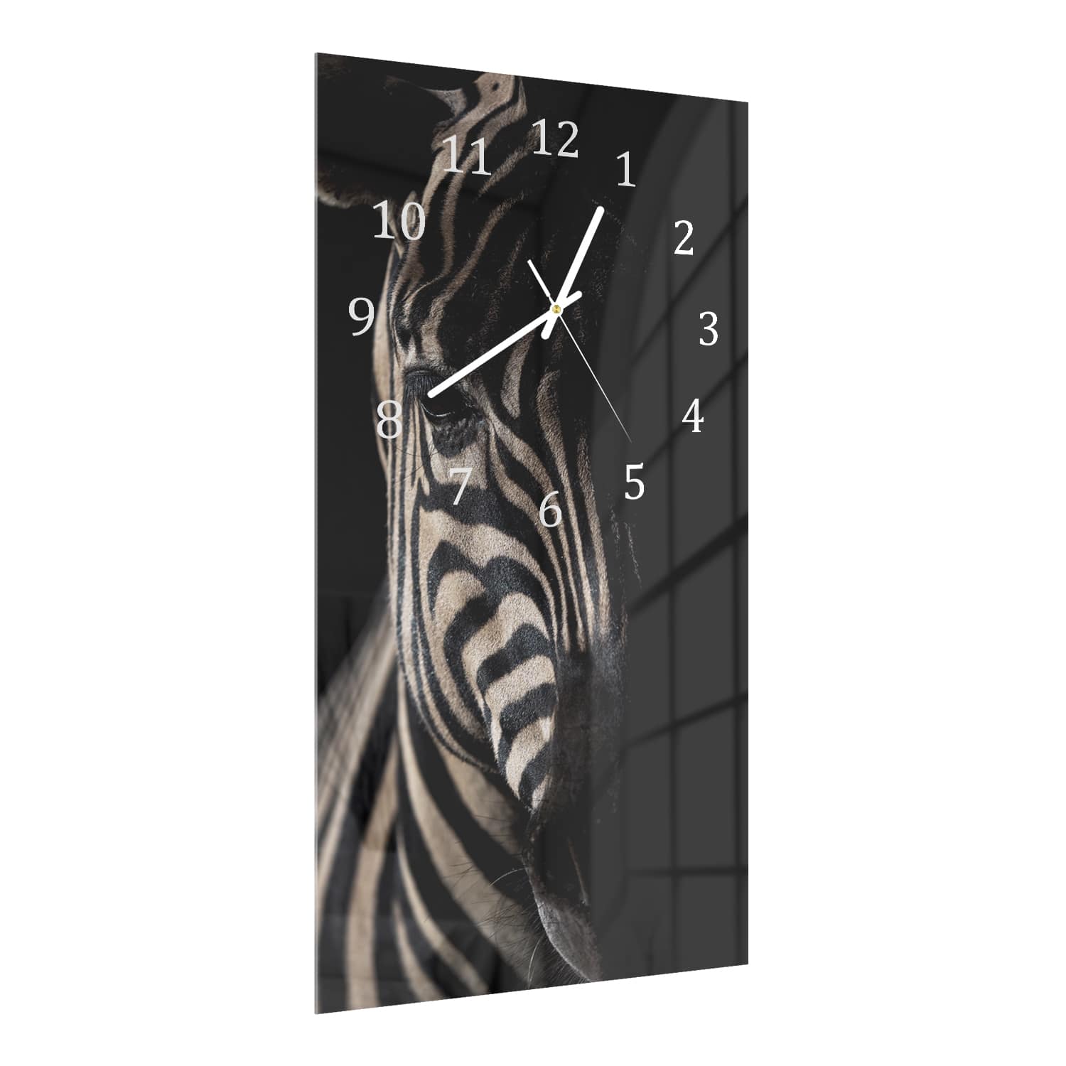Wanduhr 30x60 - Zebra im Dunkeln