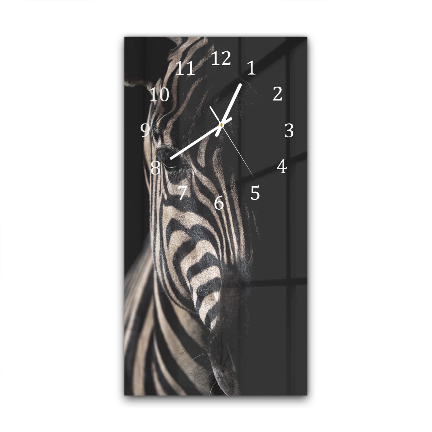 Wanduhr 30x60 - Zebra im Dunkeln