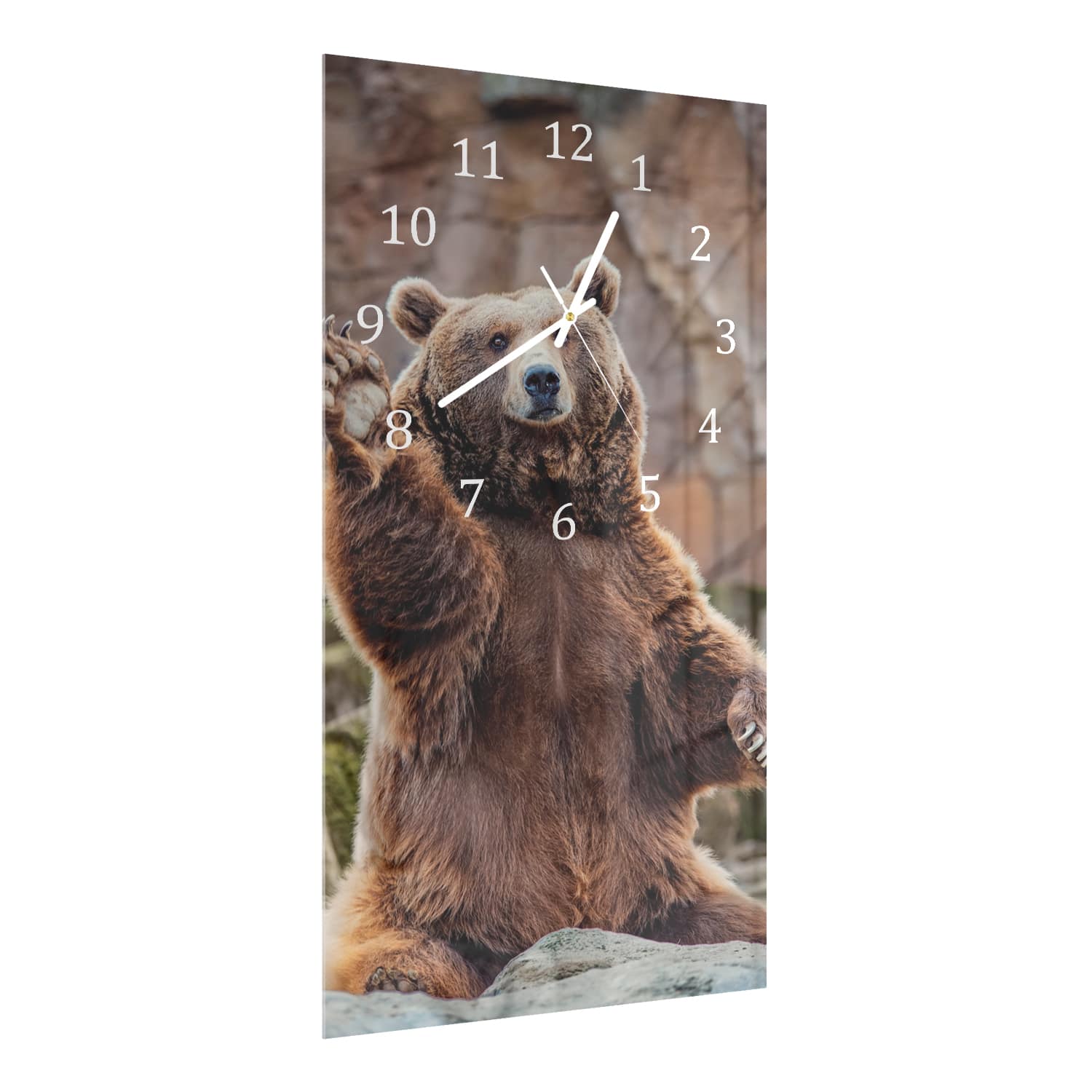Wanduhr 30x60 - Winkender Bär