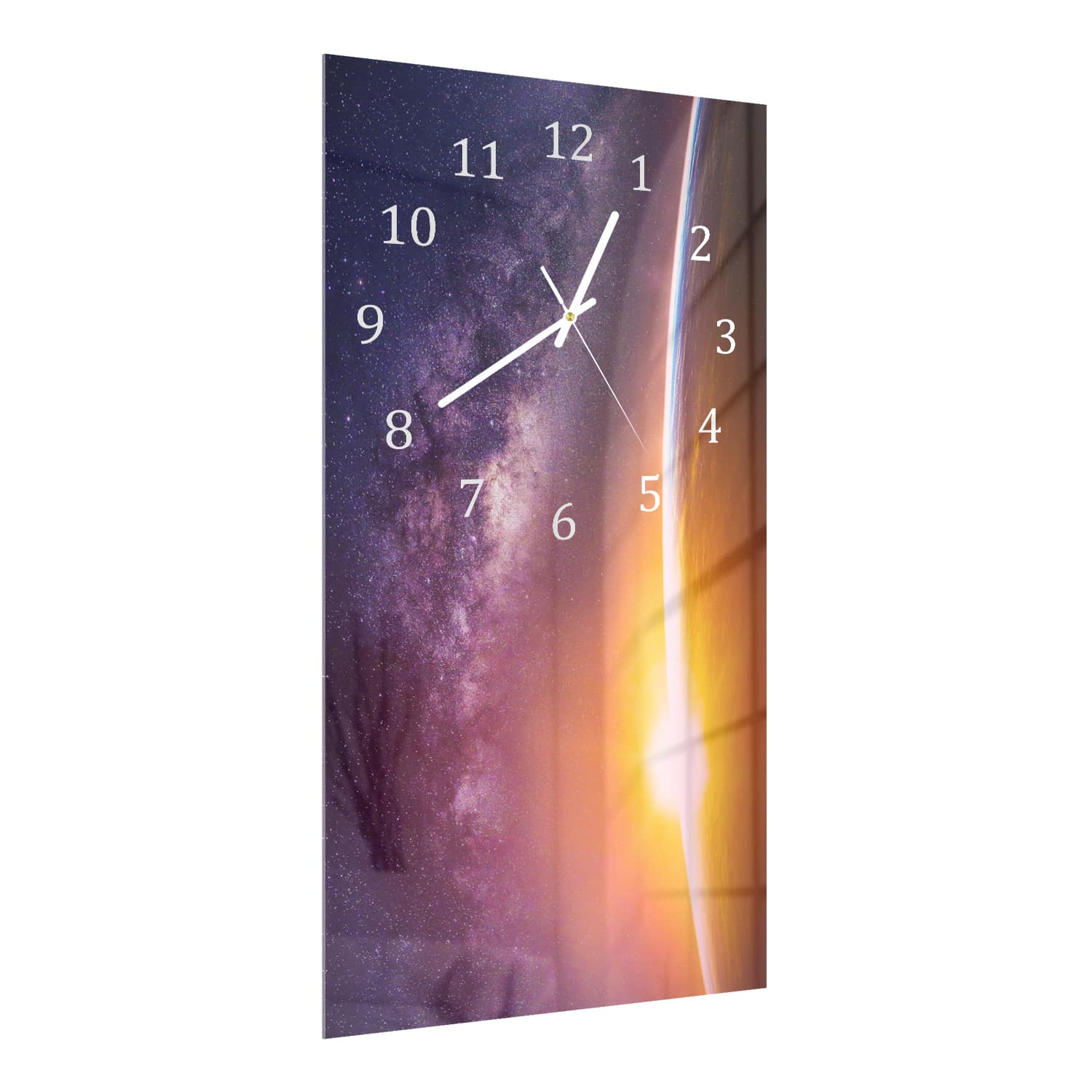 Wanduhr 30x60 - Landschaft mit Milchstraße
