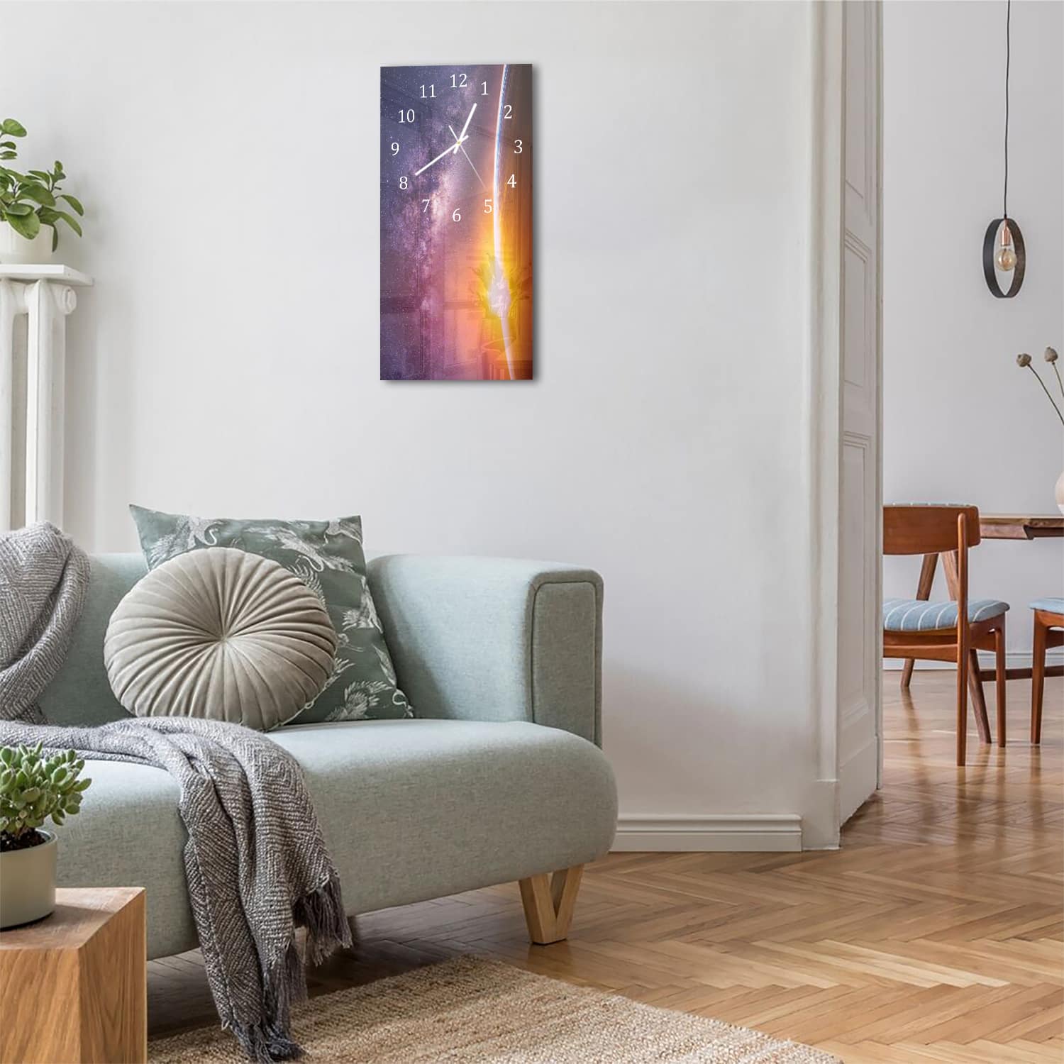 Wanduhr 30x60 - Landschaft mit Milchstraße