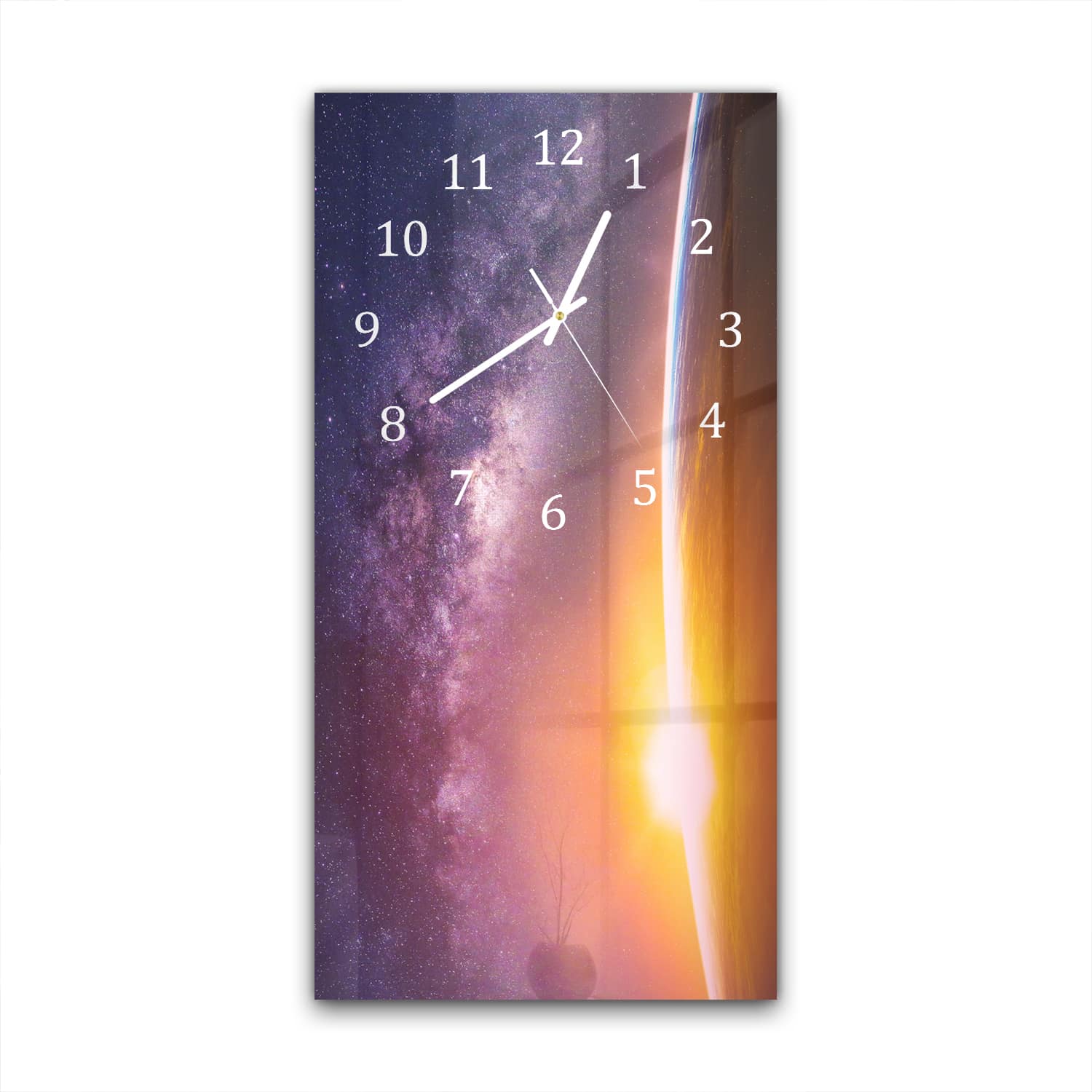 Wanduhr 30x60 - Landschaft mit Milchstraße