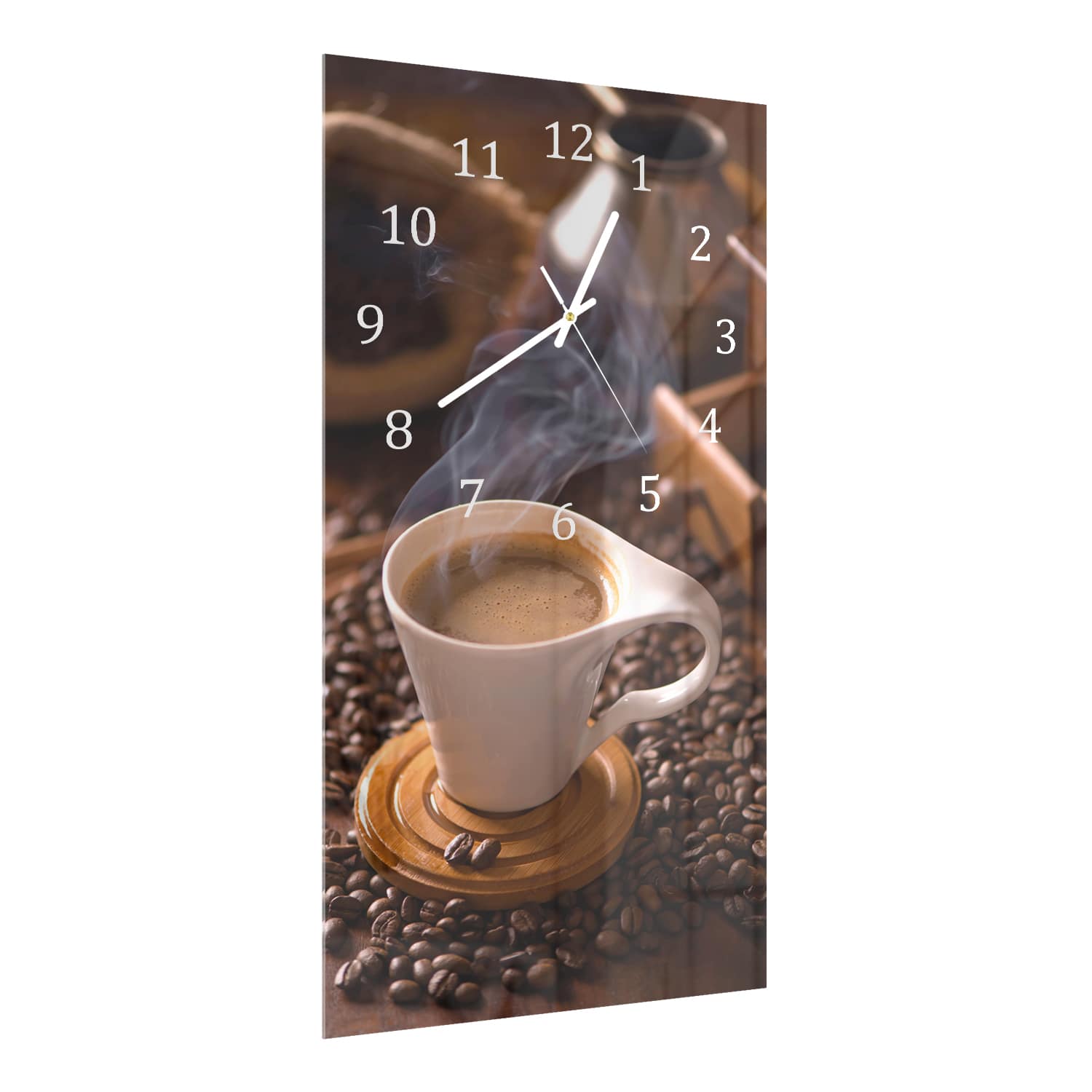 Wanduhr 30x60 - Warme Tasse Kaffee
