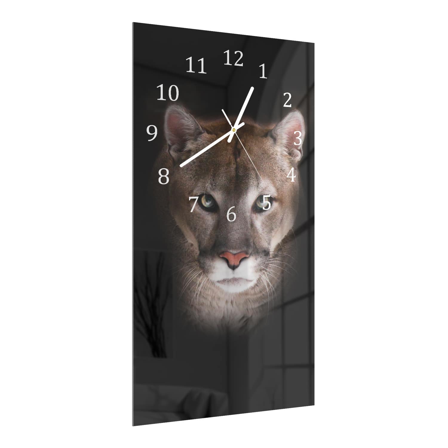 Wanduhr 30x60 - Puma im Dunkeln