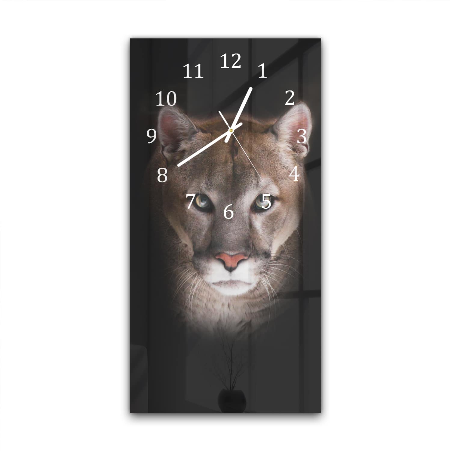 Wanduhr 30x60 - Puma im Dunkeln