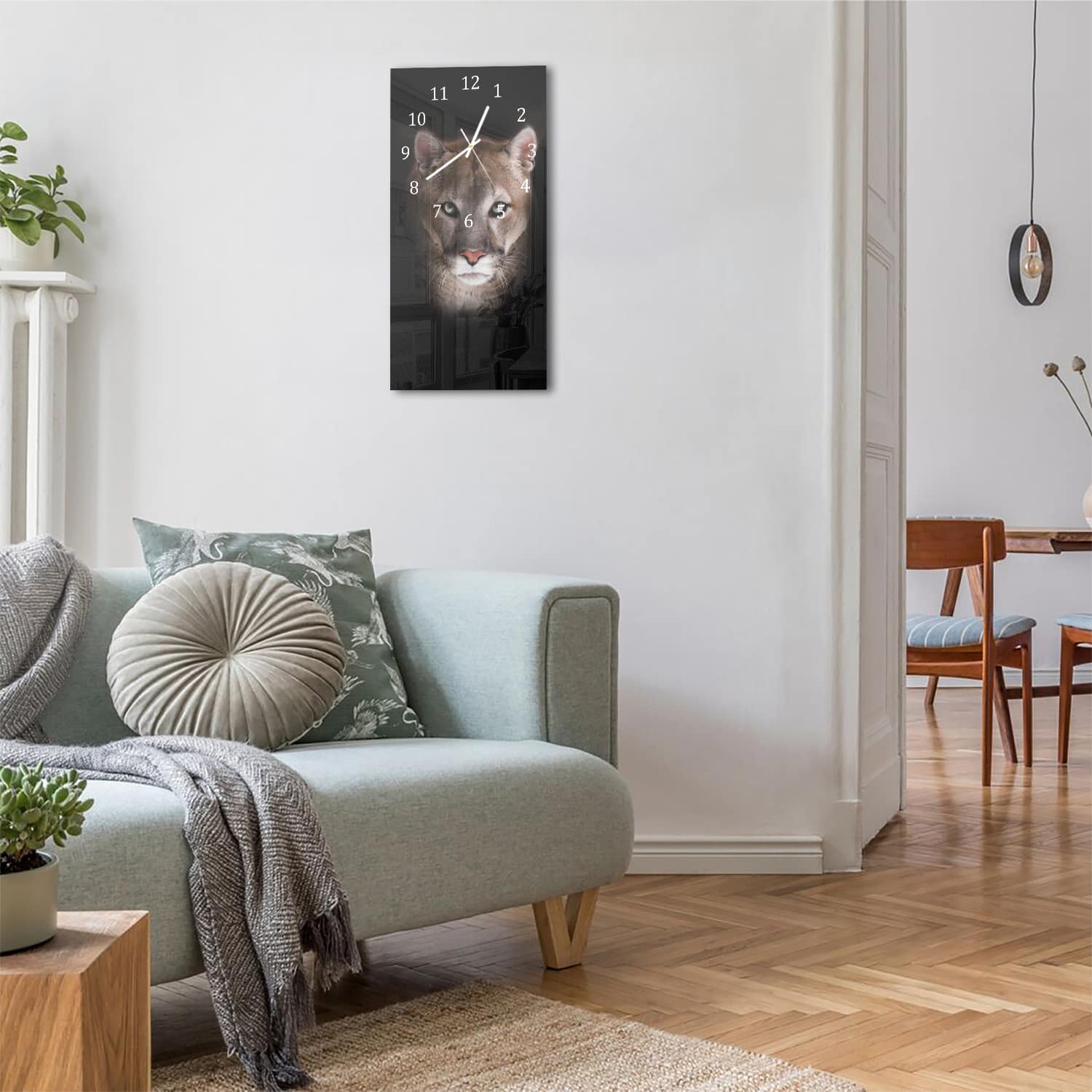 Wanduhr 30x60 - Puma im Dunkeln