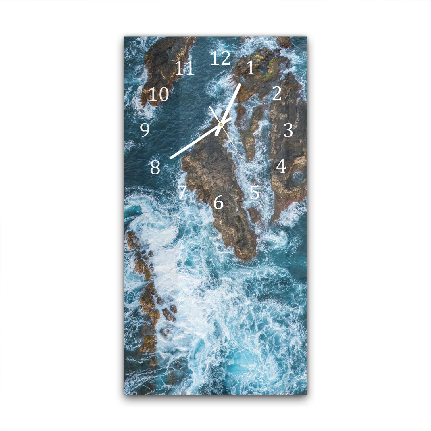 Wanduhr 30x60 - Raue See um die Felsen