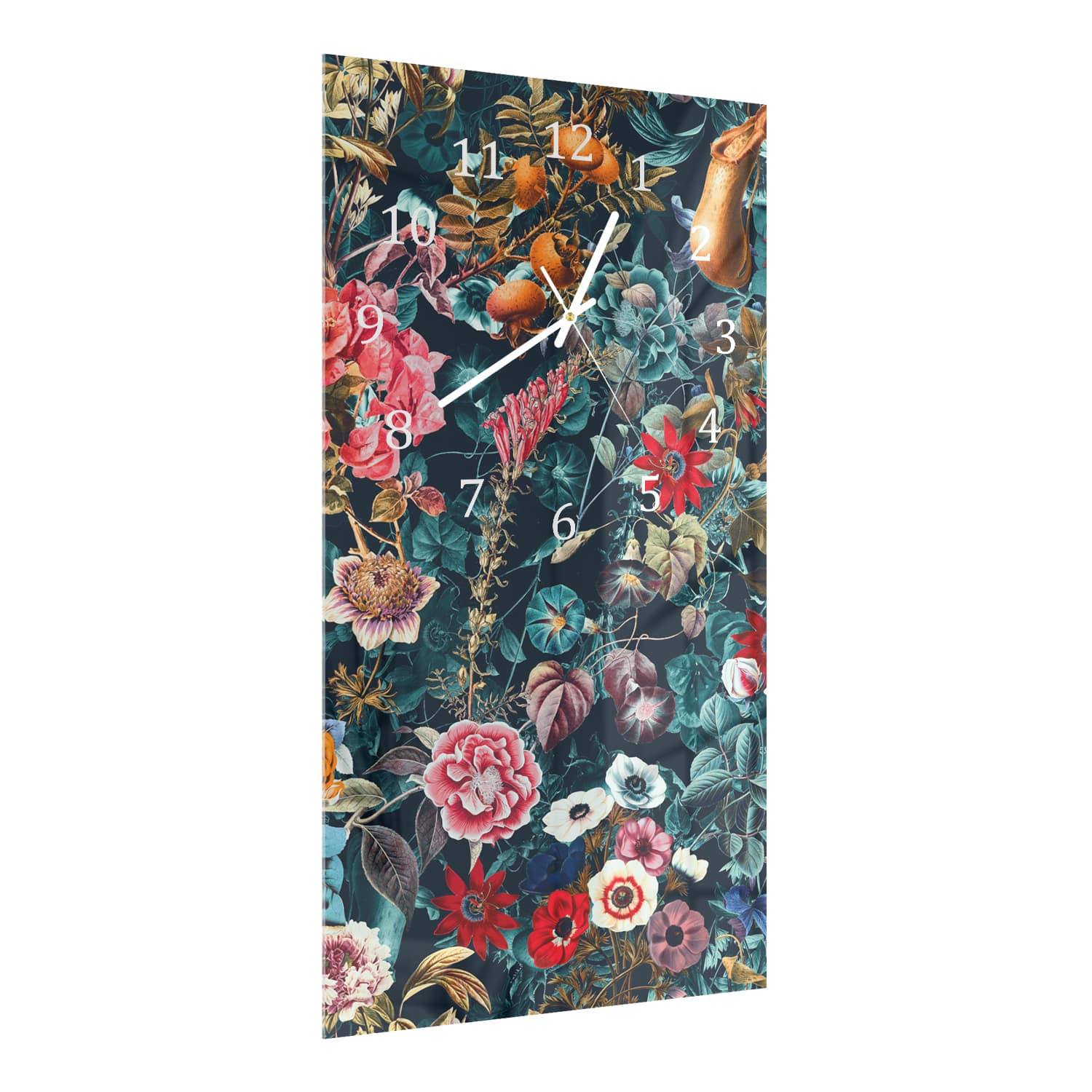 Wanduhr 30x60 - Blumenmuster
