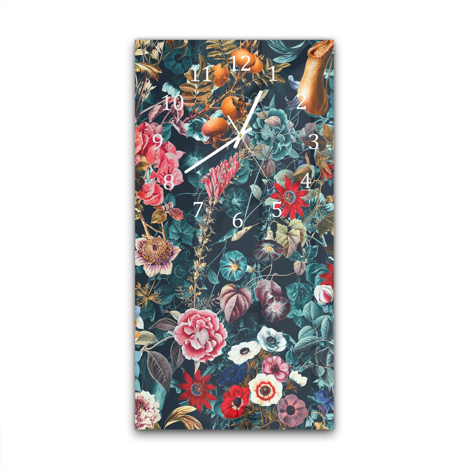 Wanduhr 30x60 - Blumenmuster