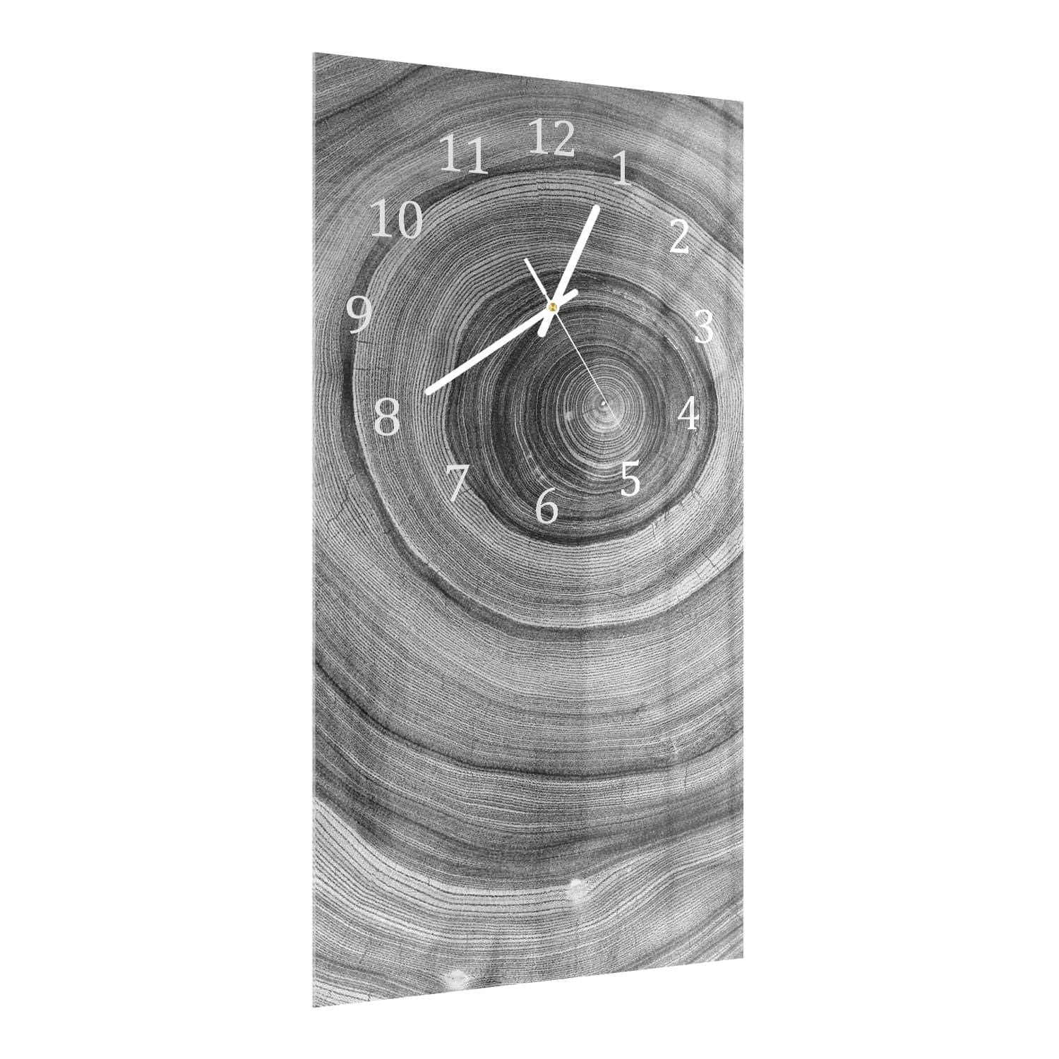 Wanduhr 30x60 - Schwarz-weiße Baumringe