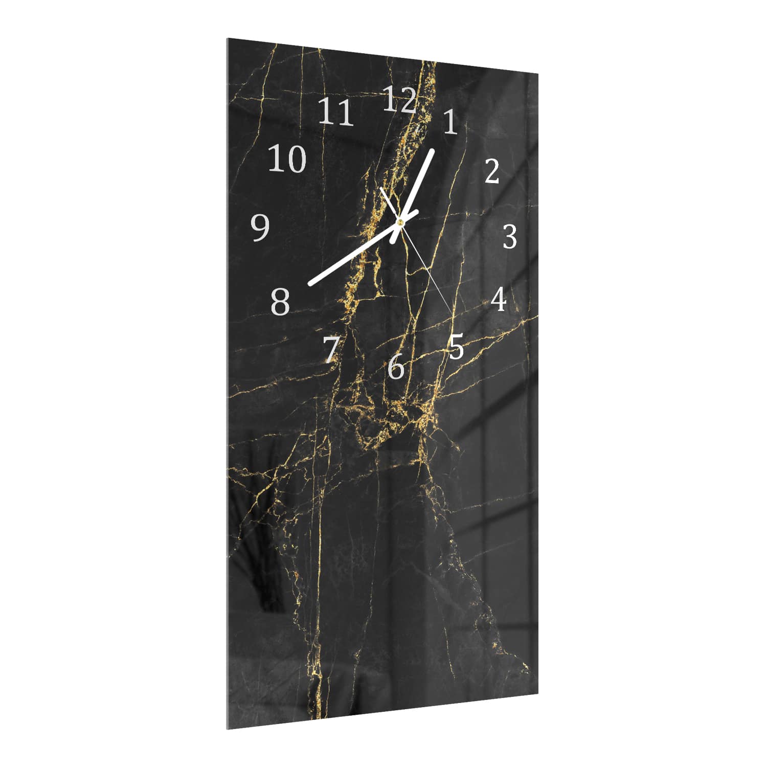 Wanduhr 30x60 - Eleganter Schwarz-Gold-Marmor