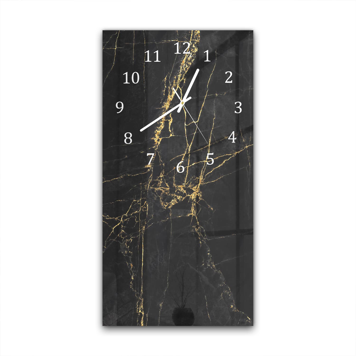 Wanduhr 30x60 - Eleganter Schwarz-Gold-Marmor