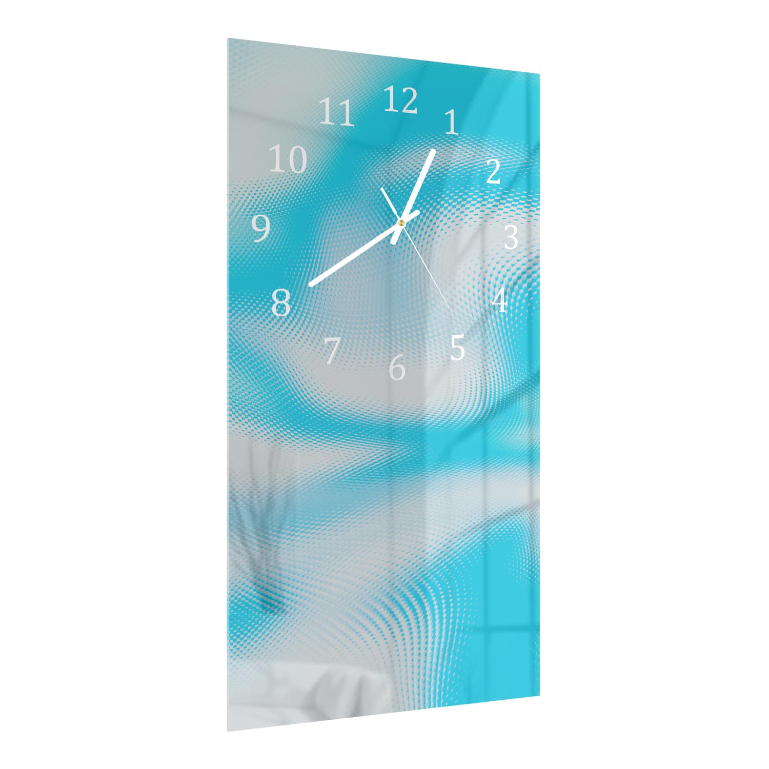 Wanduhr 30x60 - Blau-Weiße Abstraktion