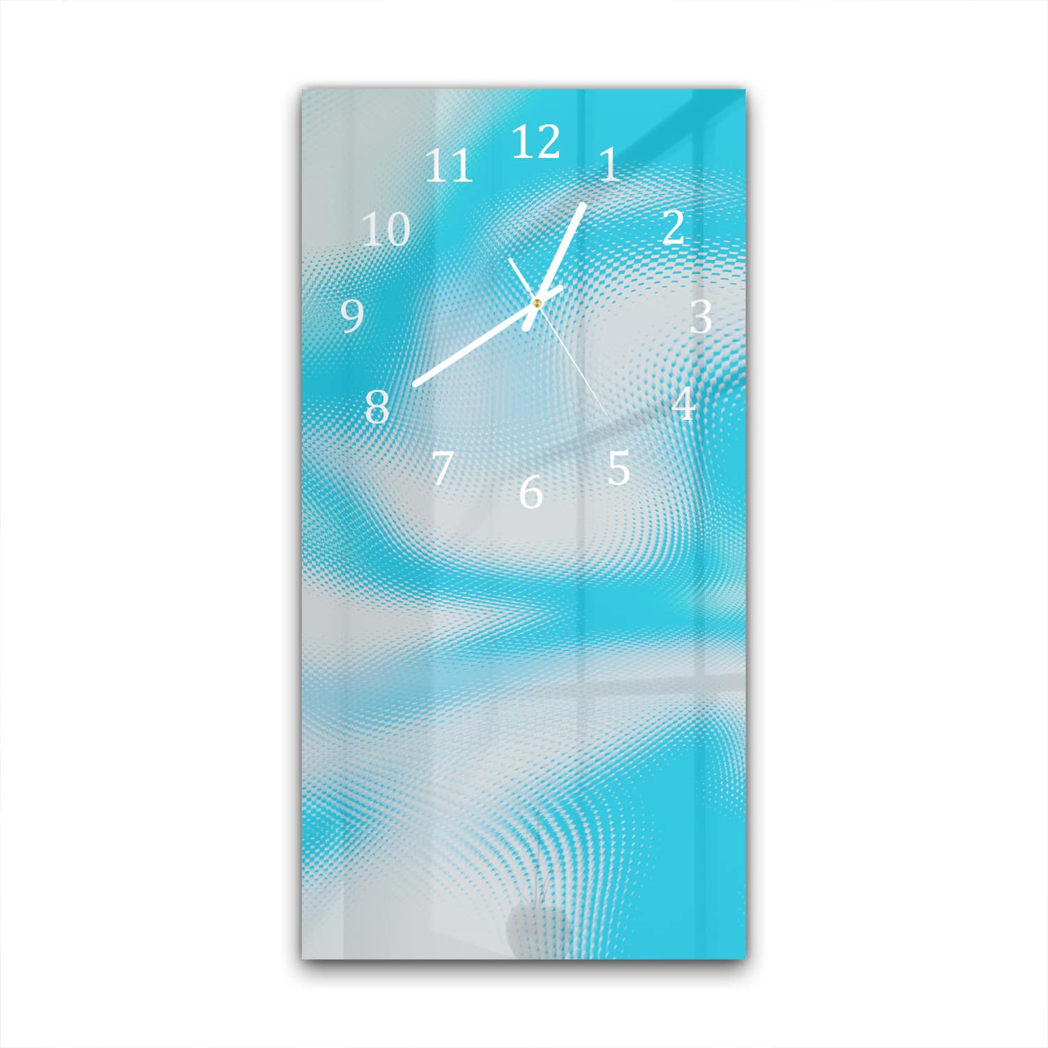 Wanduhr 30x60 - Blau-Weiße Abstraktion