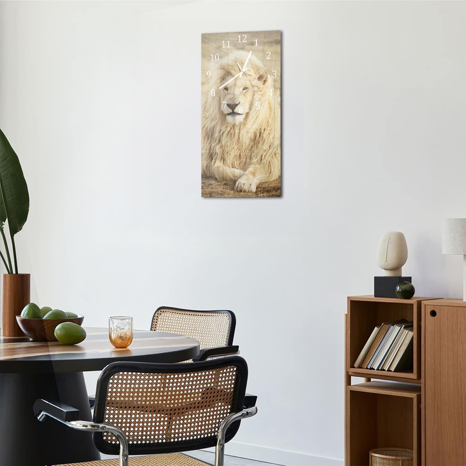 Wanduhr 30x60 - Weißer Löwe