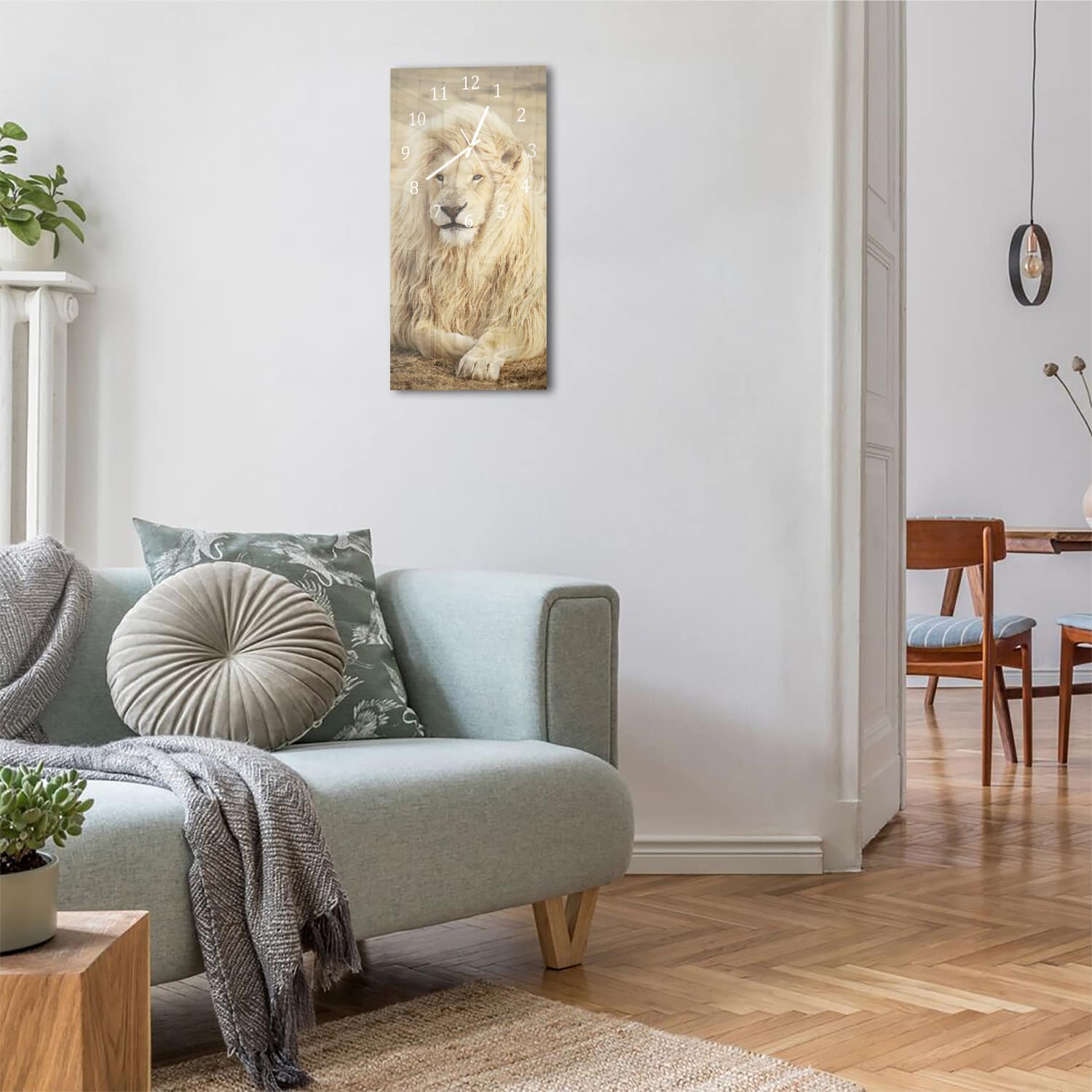 Wanduhr 30x60 - Weißer Löwe
