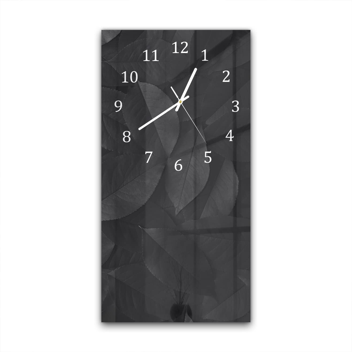 Wanduhr 30x60 - Schwarze Blätter