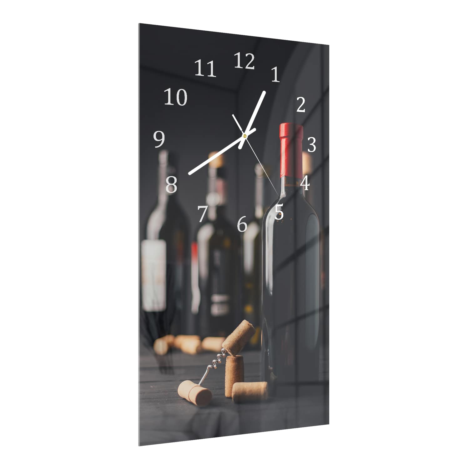Wanduhr 30x60 - Weinflasche und Korken