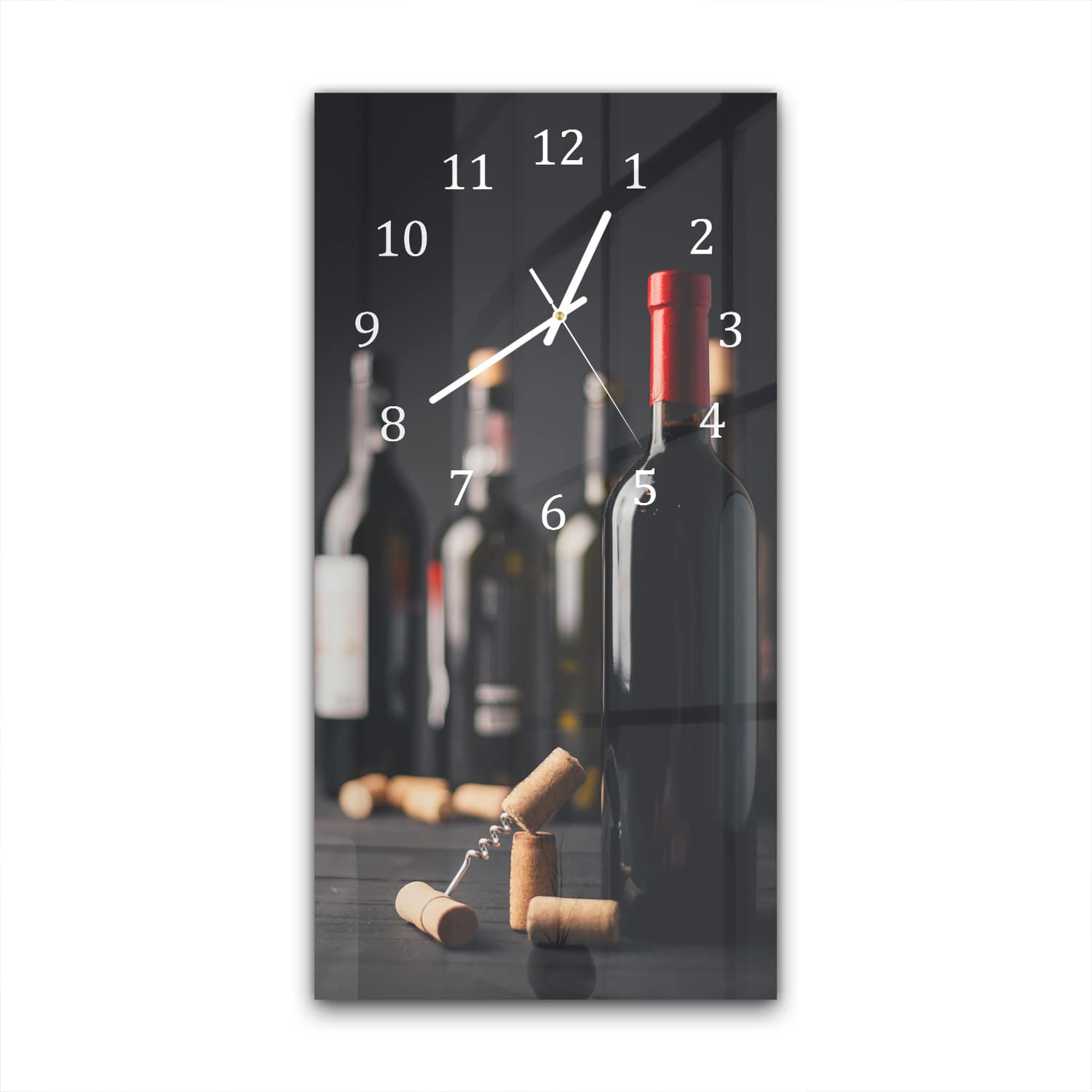 Wanduhr 30x60 - Weinflasche und Korken