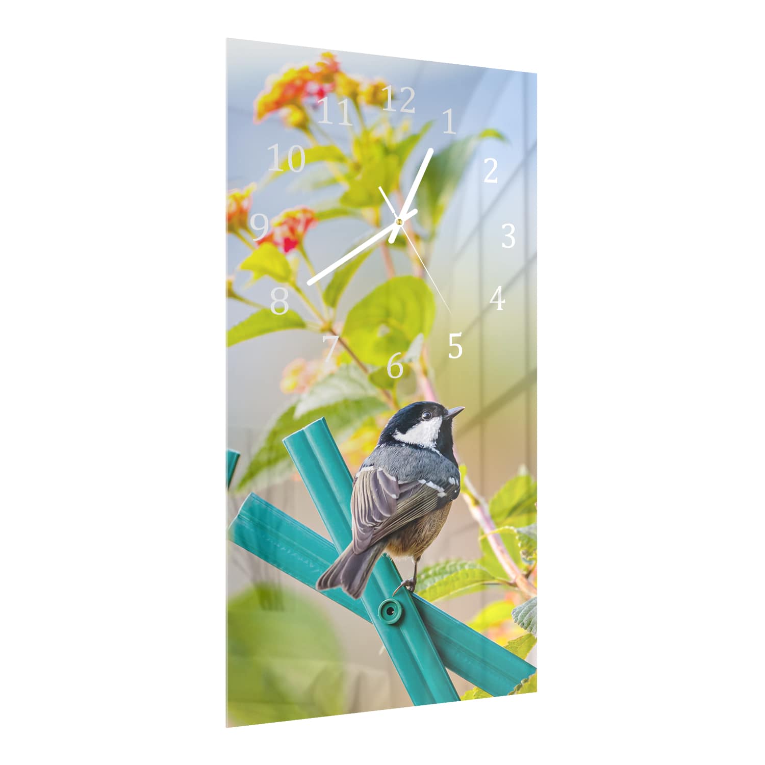 Wanduhr 30x60 - Süße Kohlmeise