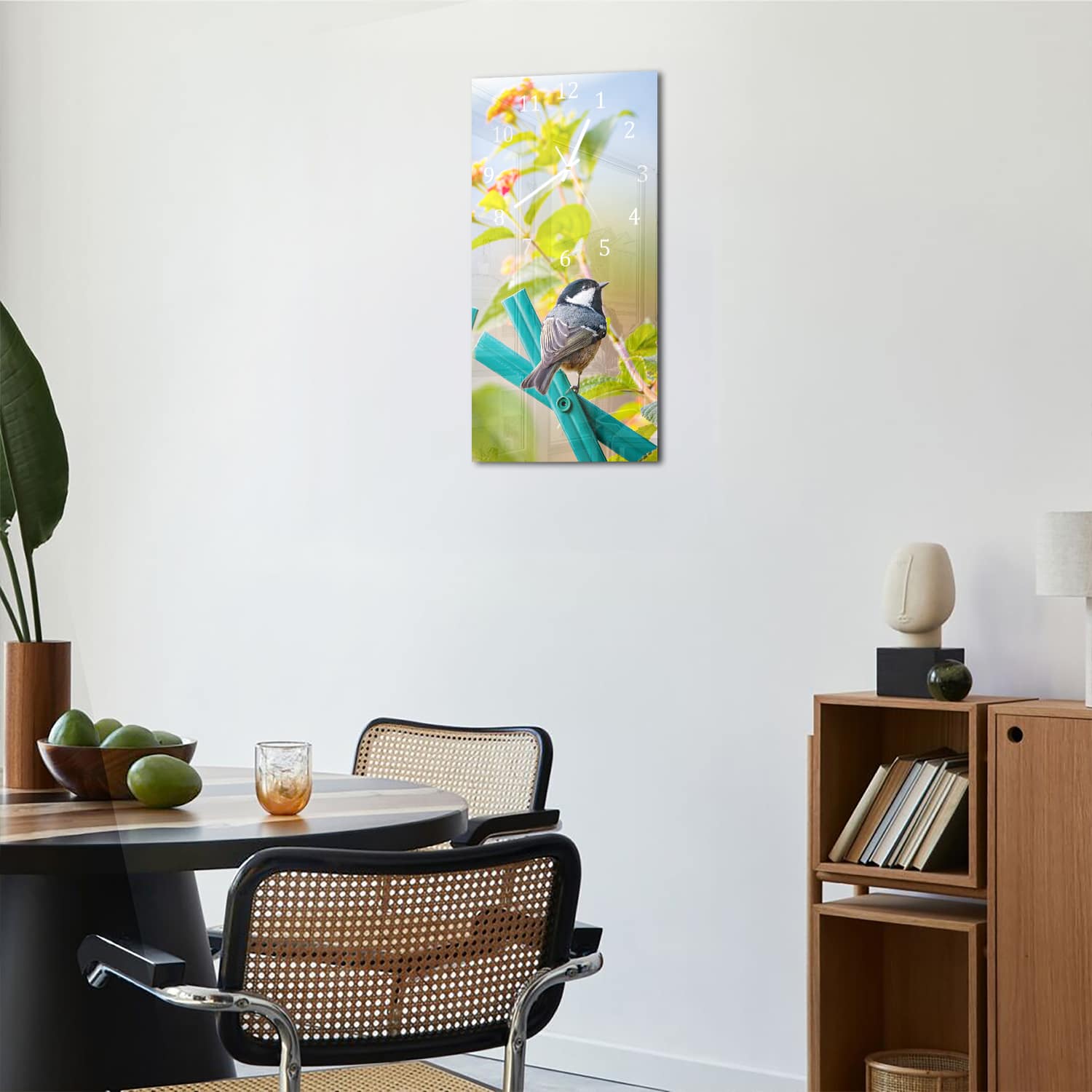 Wanduhr 30x60 - Süße Kohlmeise