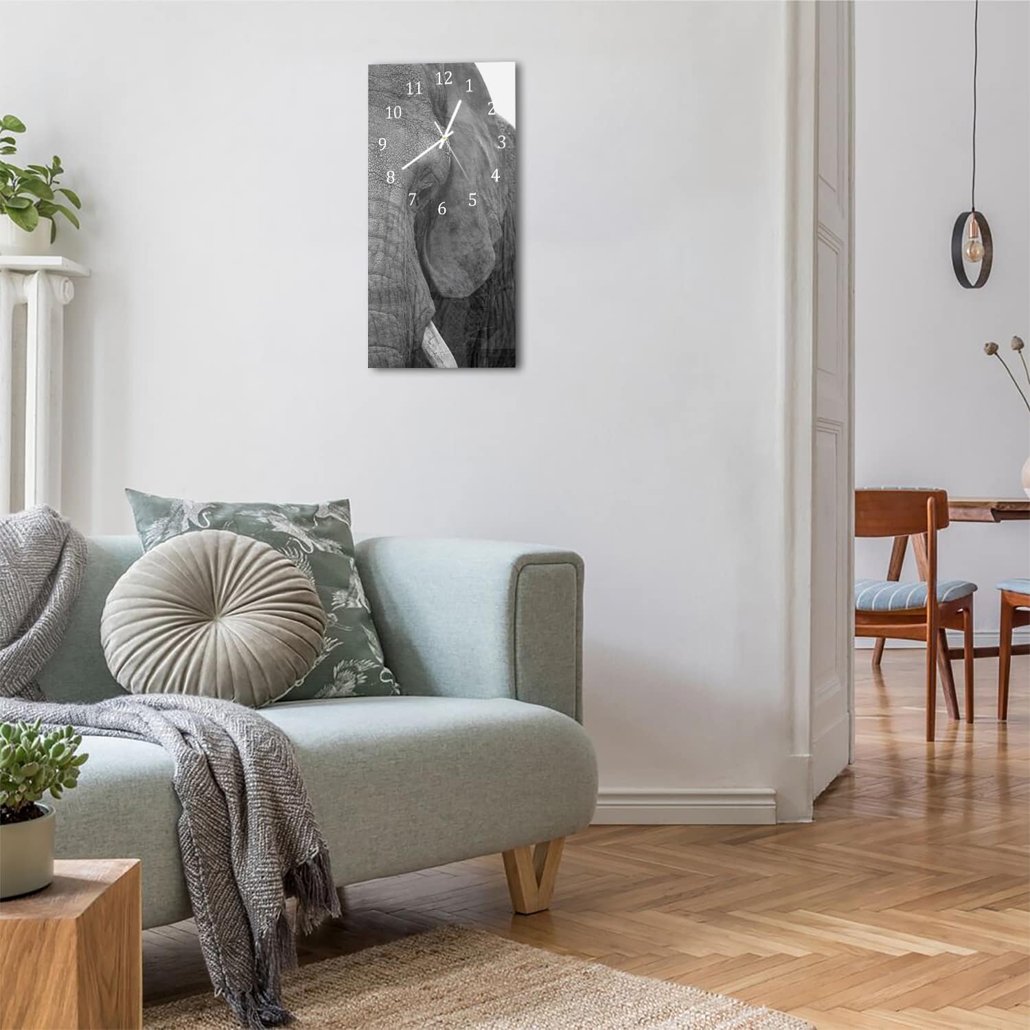 Wanduhr 30x60 - Afrikanischer Waldelefant