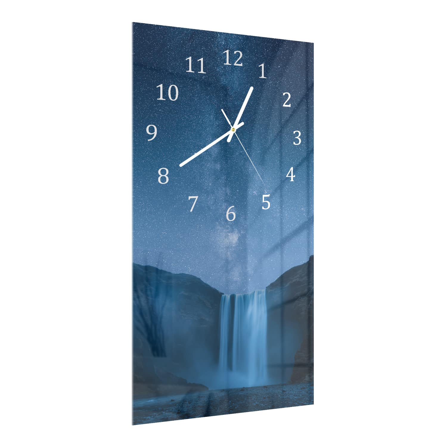 Wanduhr 30x60 - Wasserfall unter der Milchstraße