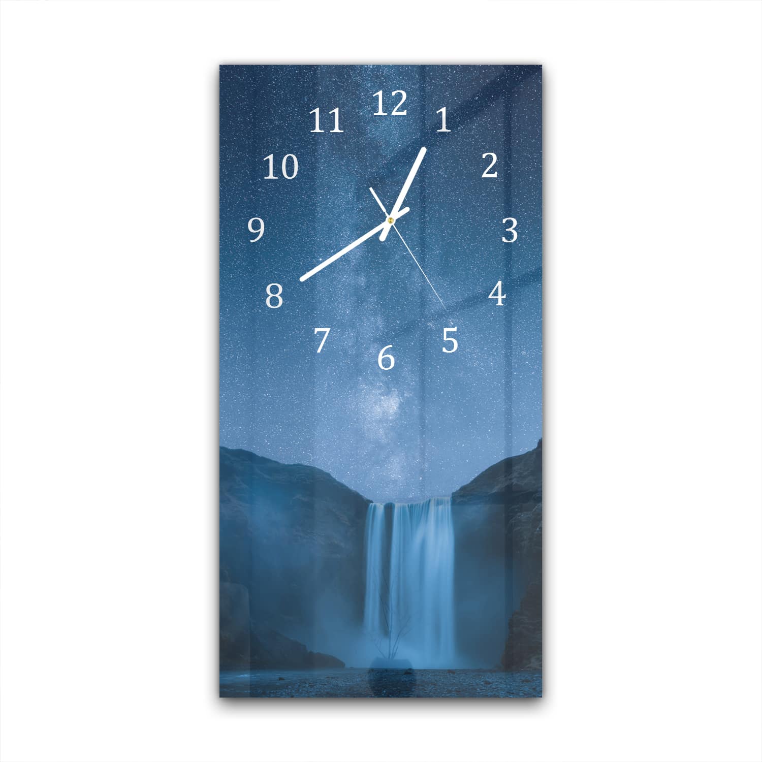 Wanduhr 30x60 - Wasserfall unter der Milchstraße