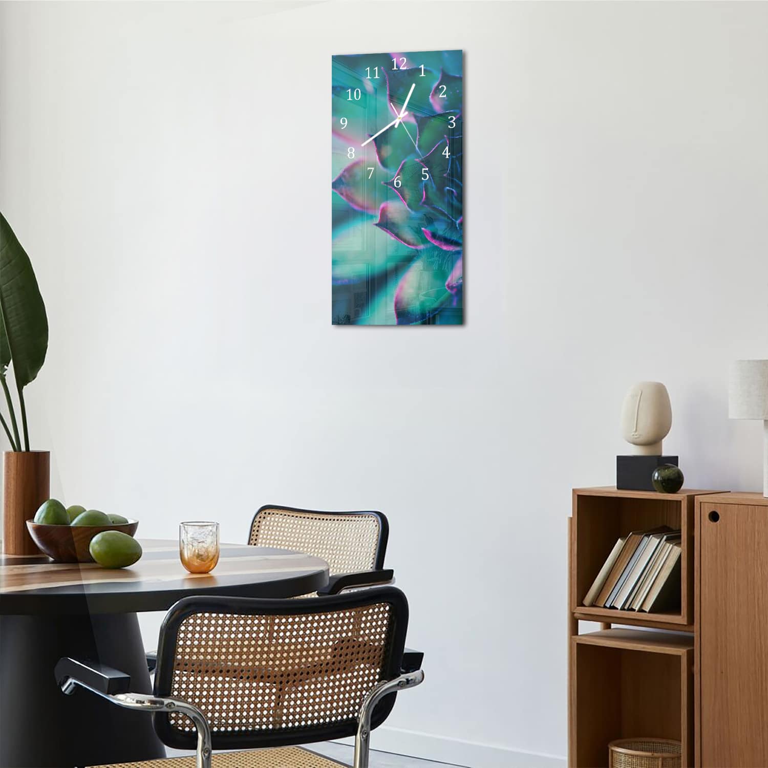 Wanduhr 30x60 - Bunte Sukkulente