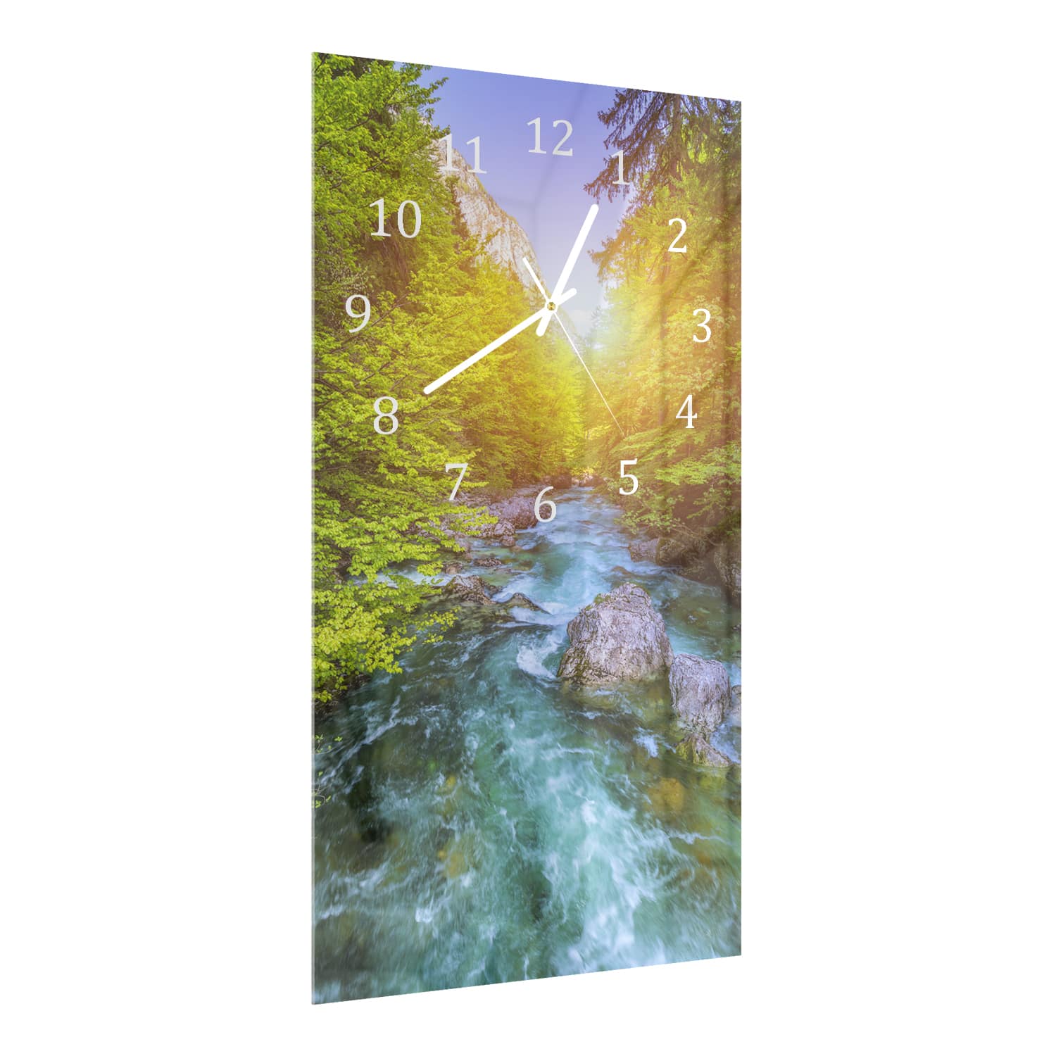 Wanduhr 30x60 - Kristallklares Bergwasser