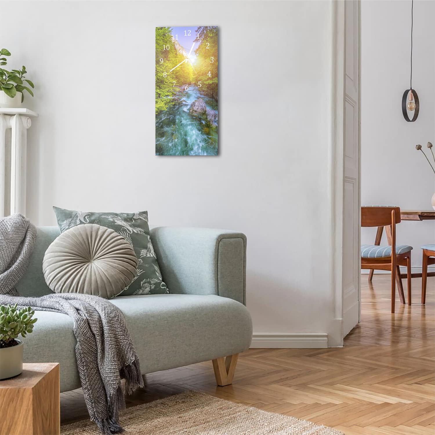 Wanduhr 30x60 - Kristallklares Bergwasser
