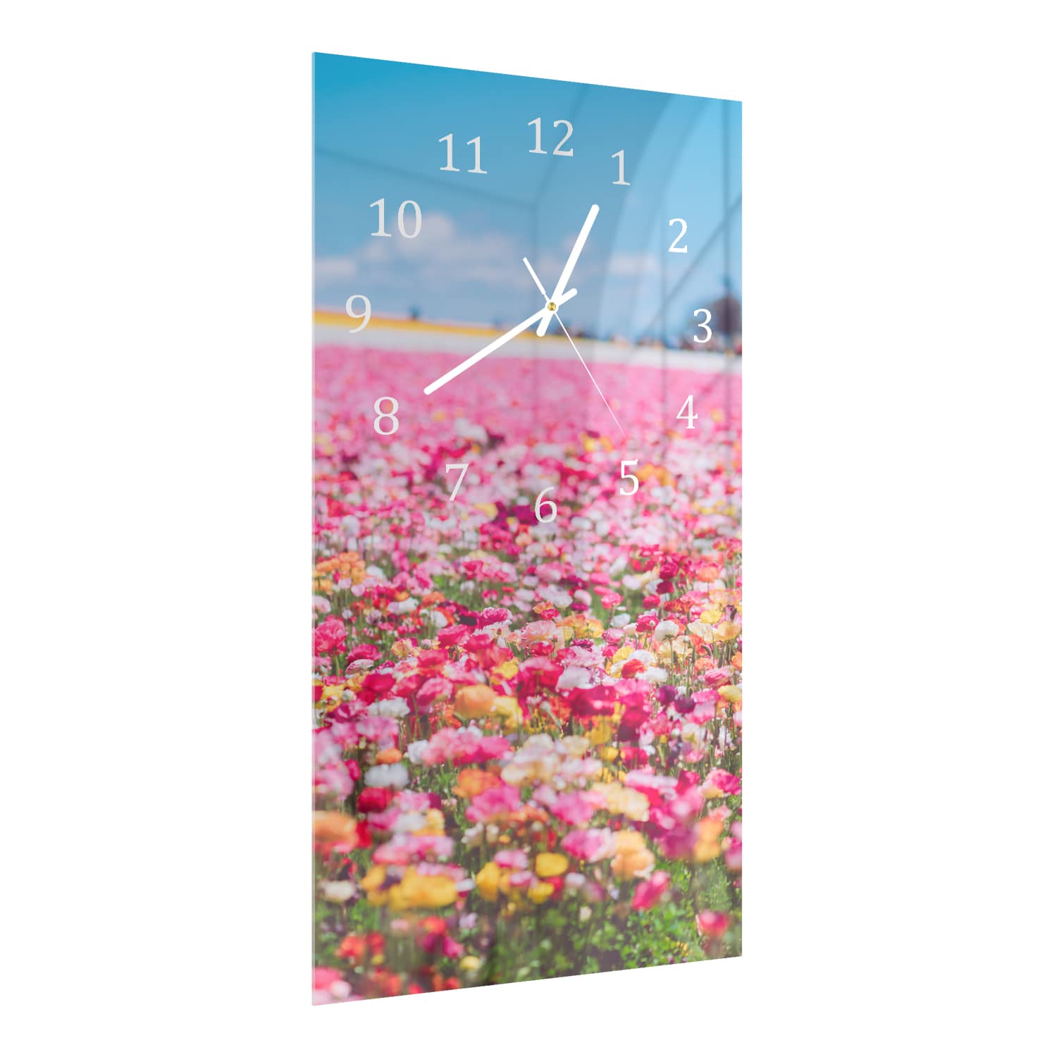 Wanduhr 30x60 - Meer aus Blumen