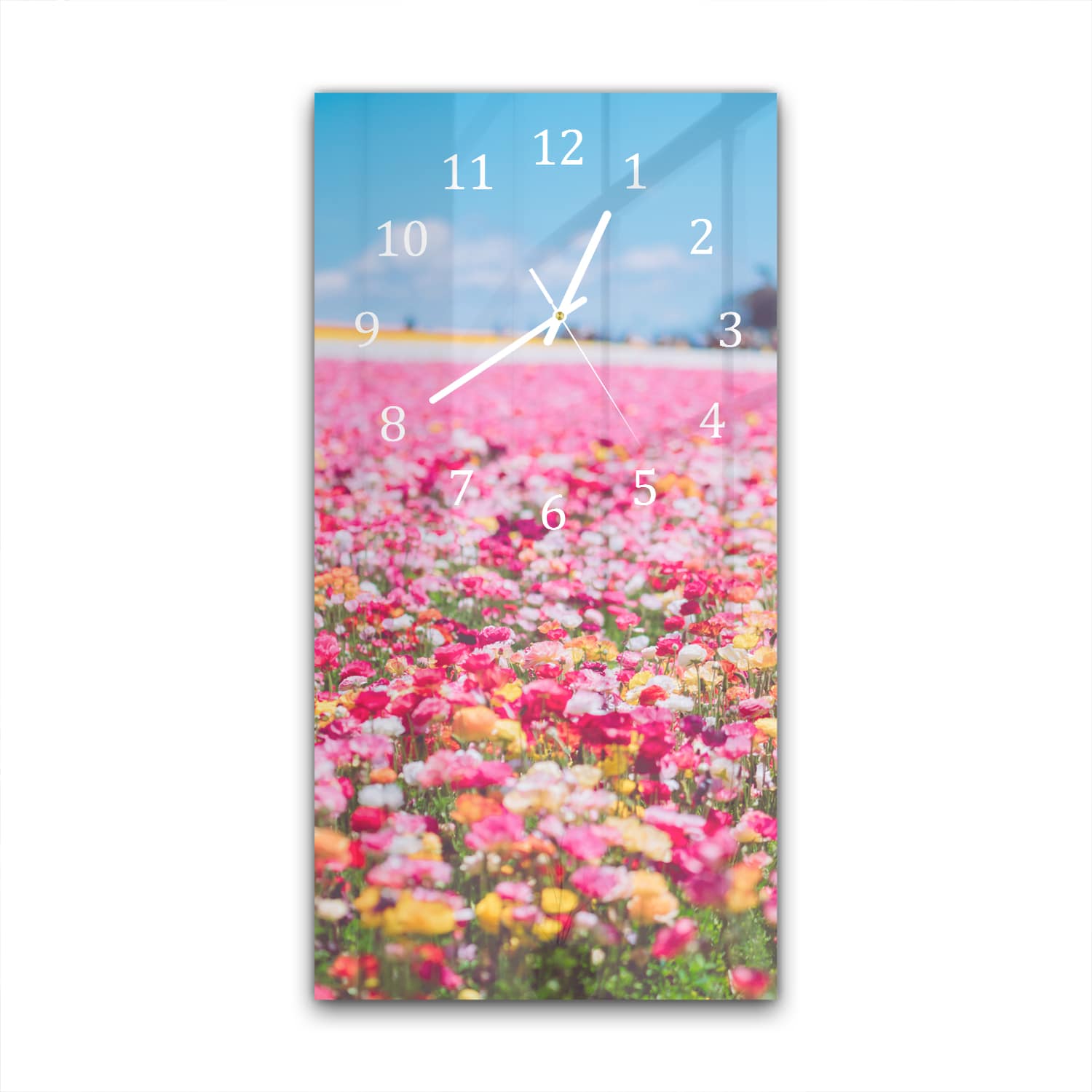 Wanduhr 30x60 - Meer aus Blumen